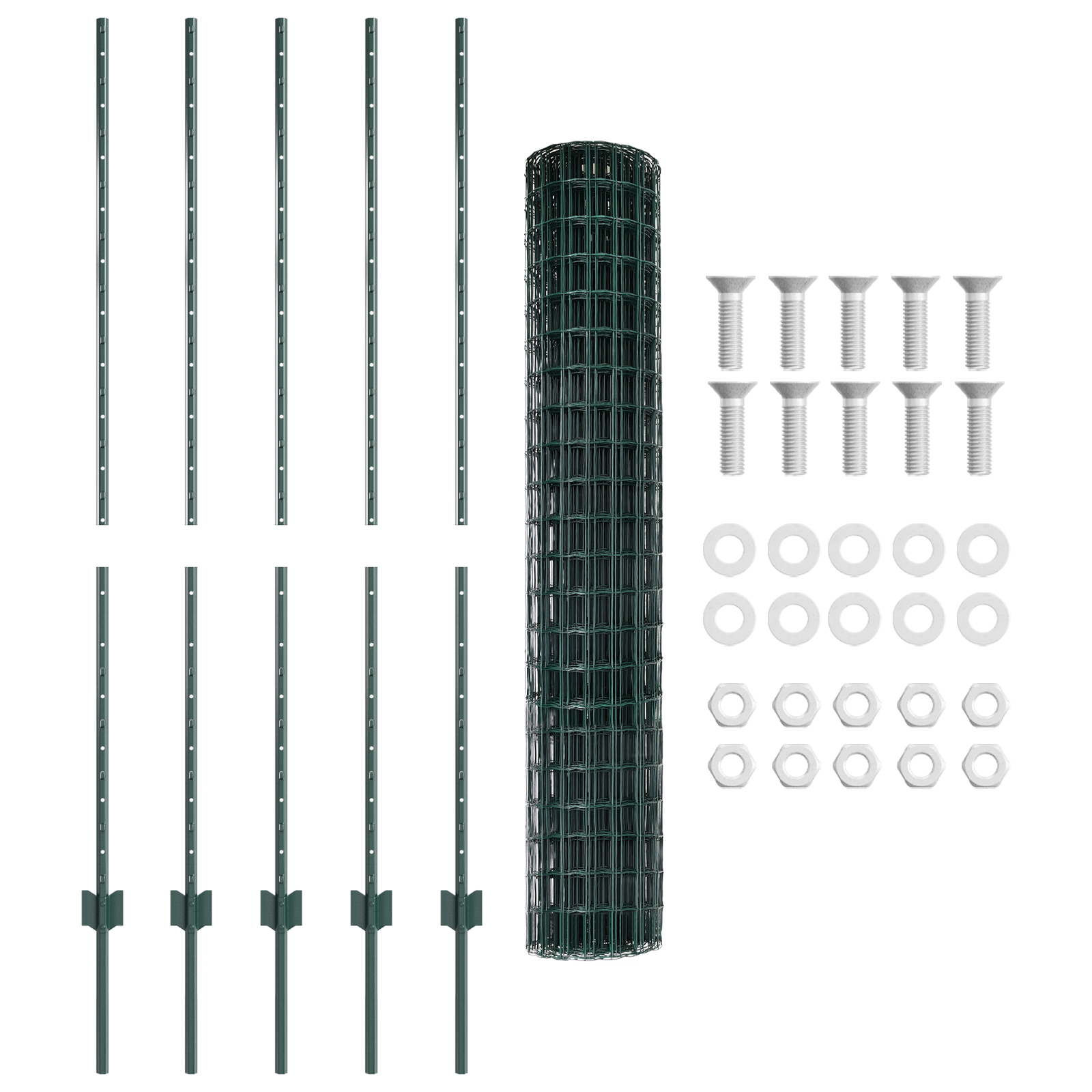 Gard Euro cu 5 Stâlpi U Verde 1,4x10 m Oțel GartenMobel Dekor