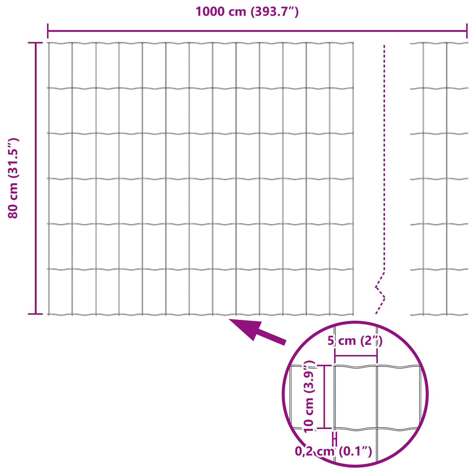 Gard Euro cu 5 Stâlpi Verzi 0.8x10 m Oțel GartenMobel Dekor