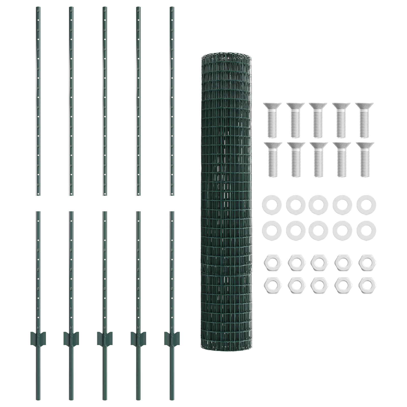 Gard Euro cu 5 Stâlpi Verzi 1,4x10 m Oțel GartenMobel Dekor