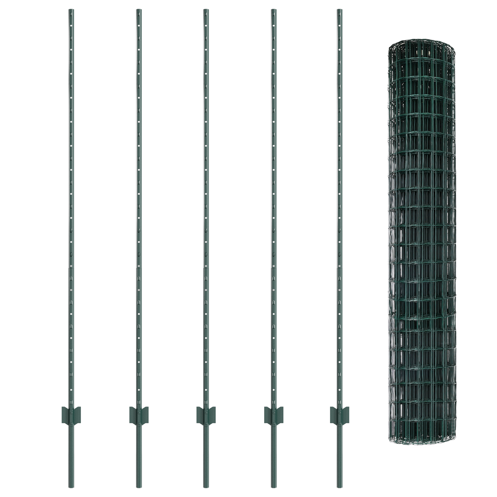 Gard Euro cu 5 stâlpi verzi 1.5x10 m din oțel GartenMobel Dekor