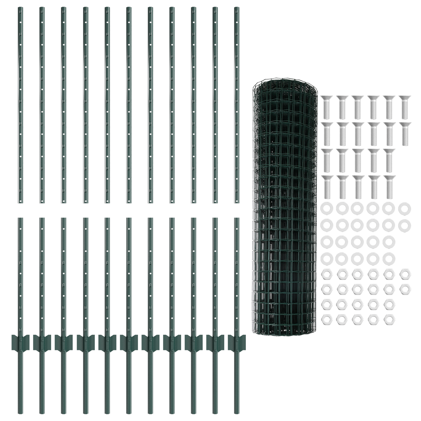 Gard European cu 11 Posturi U Verde 1,2x25 m Oțel GartenMobel Dekor