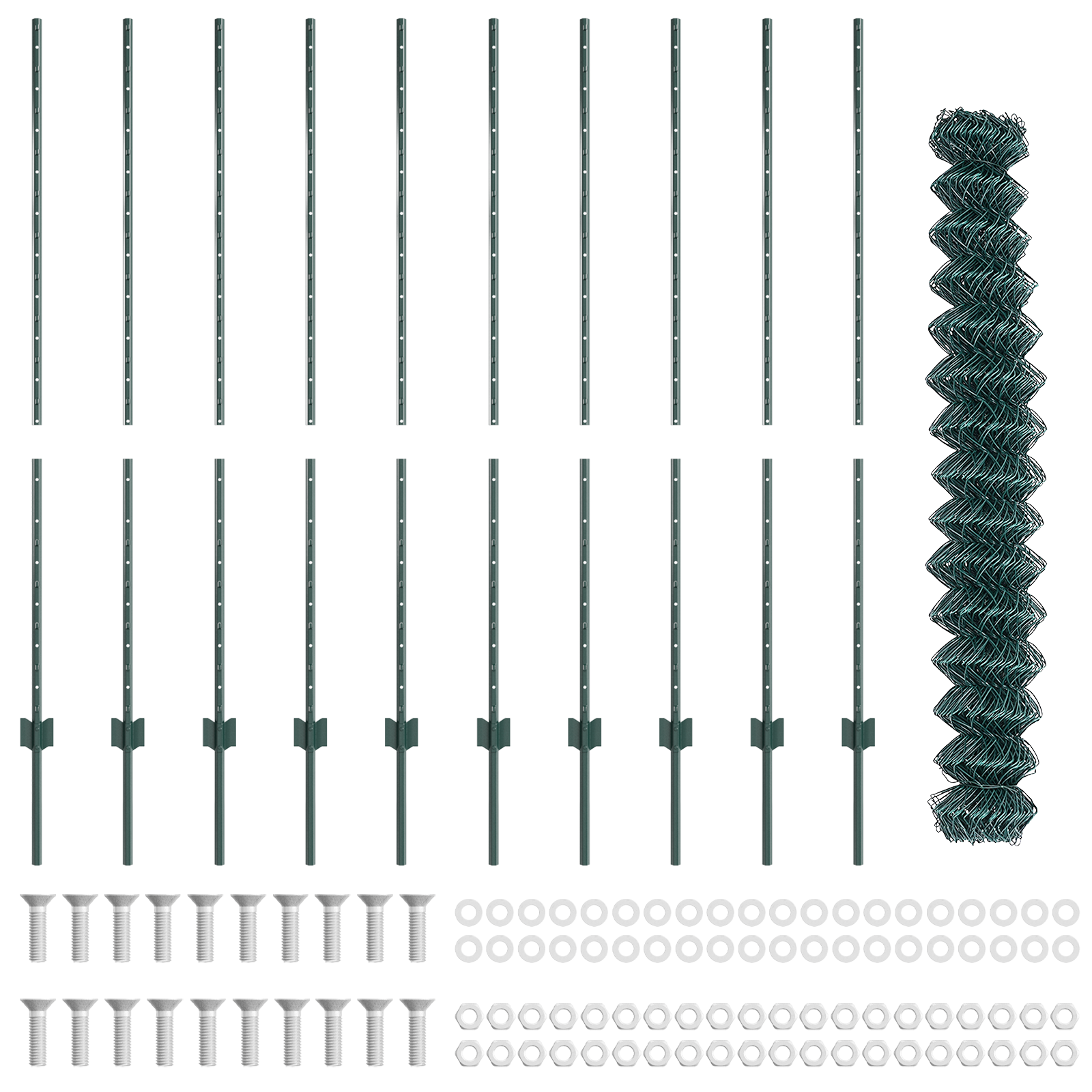 Gard cu Lant cu 10 U Posturi Verde 1.4x10 m Oțel GartenMobel Dekor