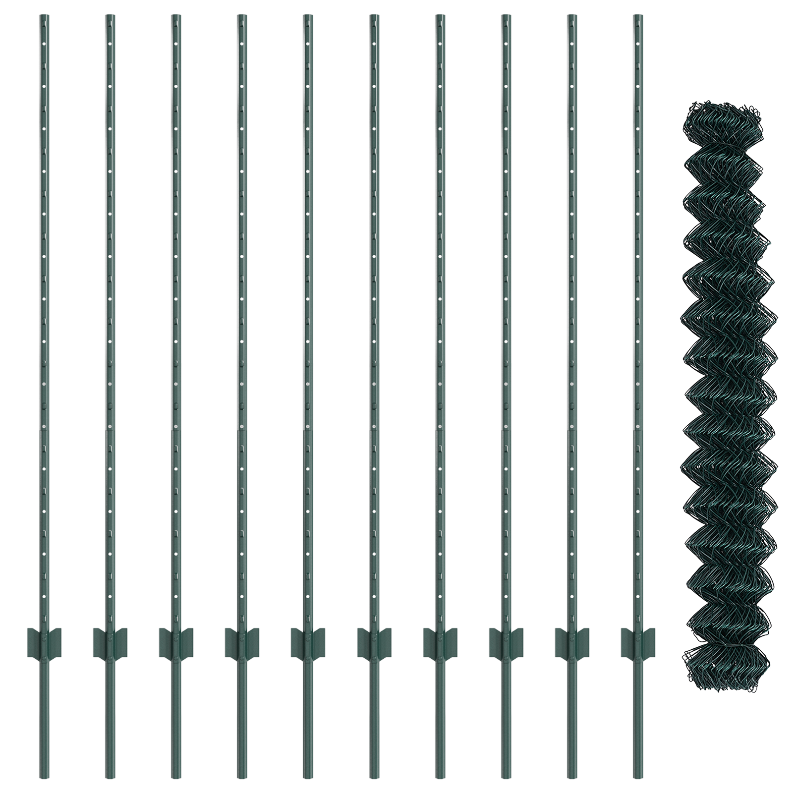 Gard cu Lant cu 10 U Posturi Verde 1.4x10 m Oțel GartenMobel Dekor