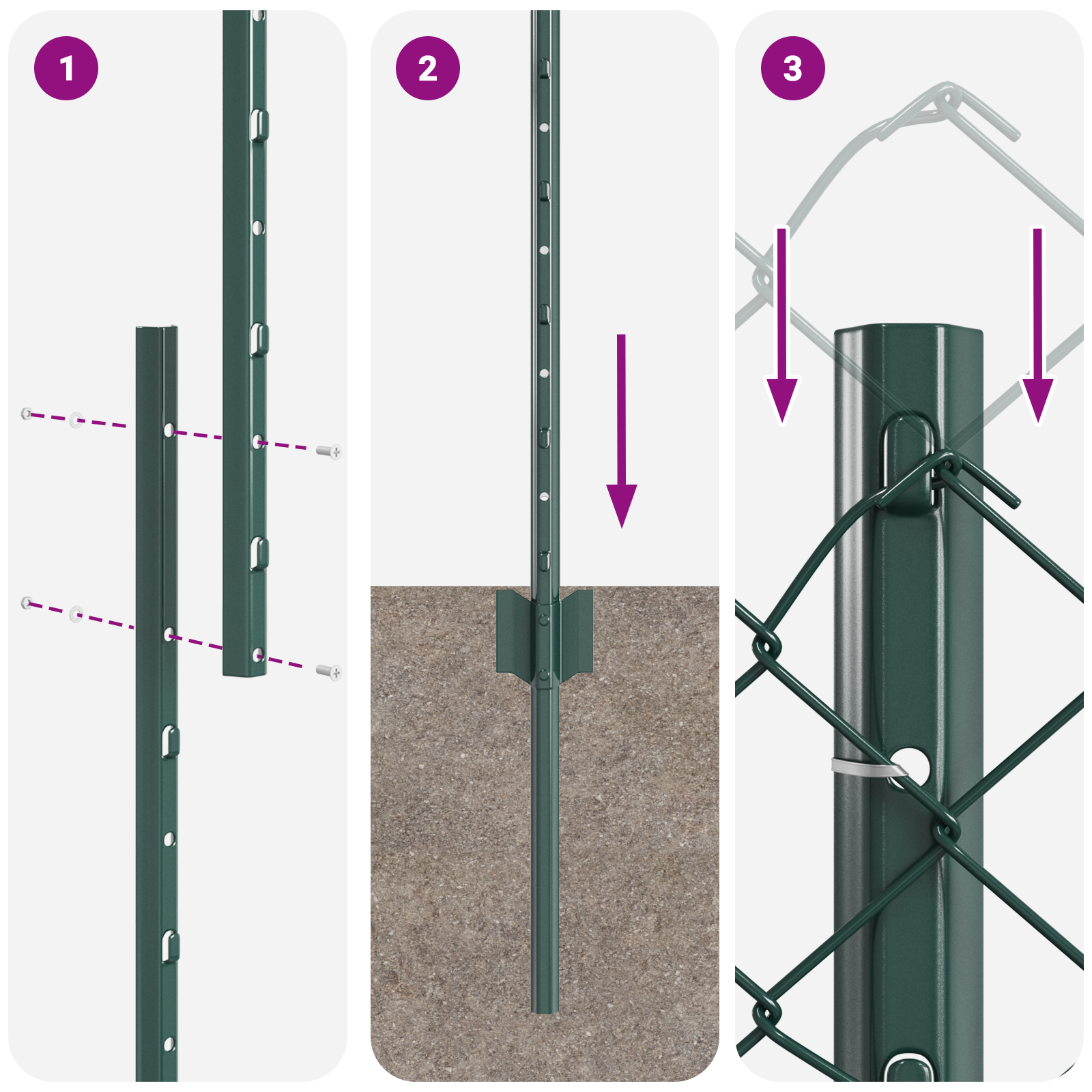 Gard din Plasă de Lanț cu 10 Stâlpi U Verde 1.5x10 m Oțel GartenMobel Dekor