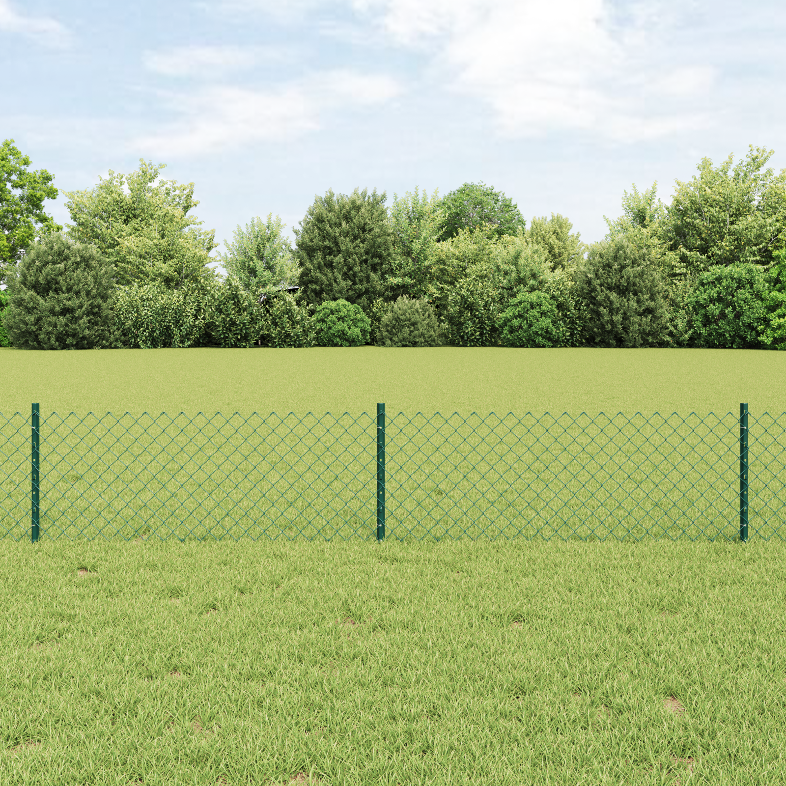 Gard din zăbrele cu 10 stâlpi U Verde 0.4x10 m Oțel GartenMobel Dekor