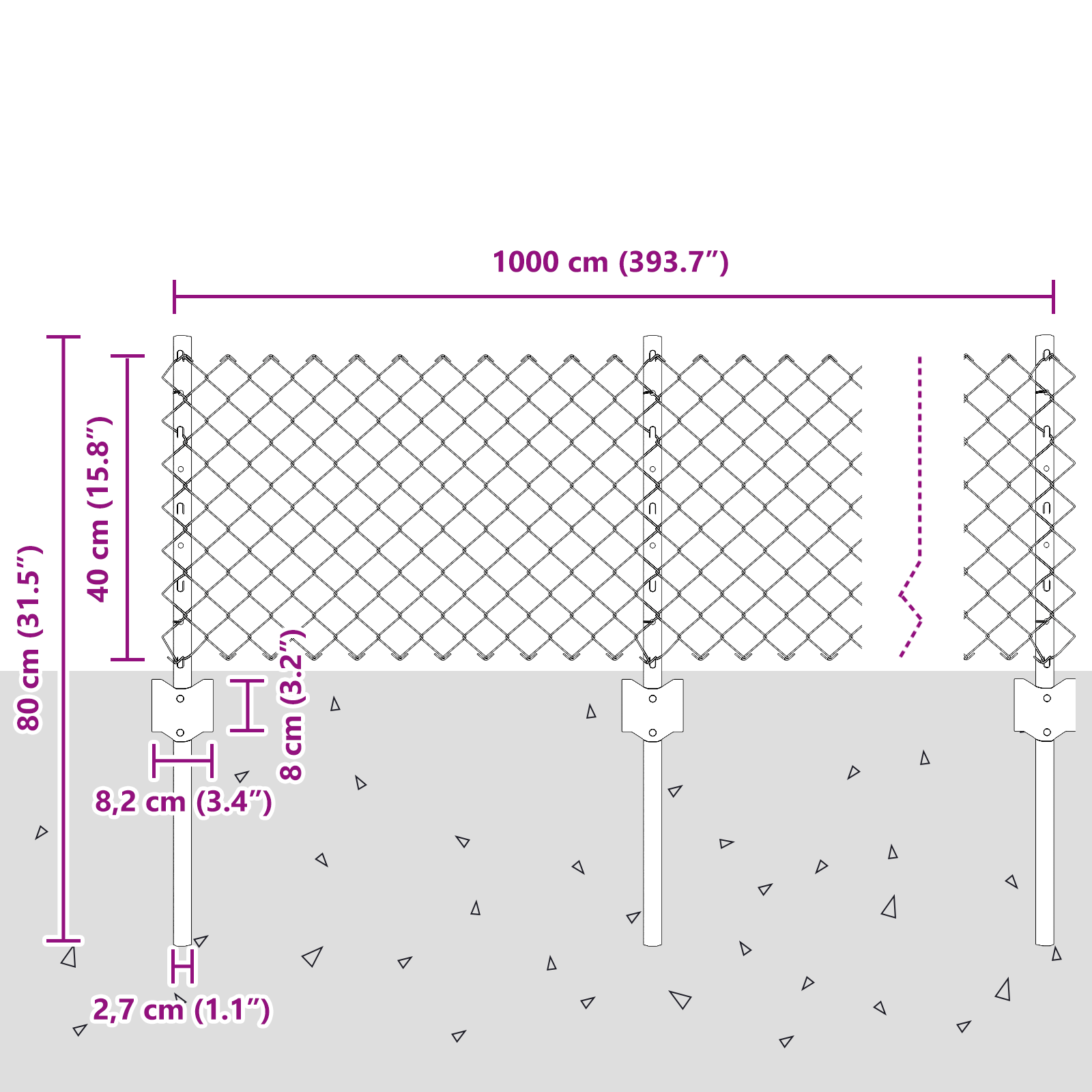 Gard din zăbrele cu 10 stâlpi U Verde 0.4x10 m Oțel GartenMobel Dekor