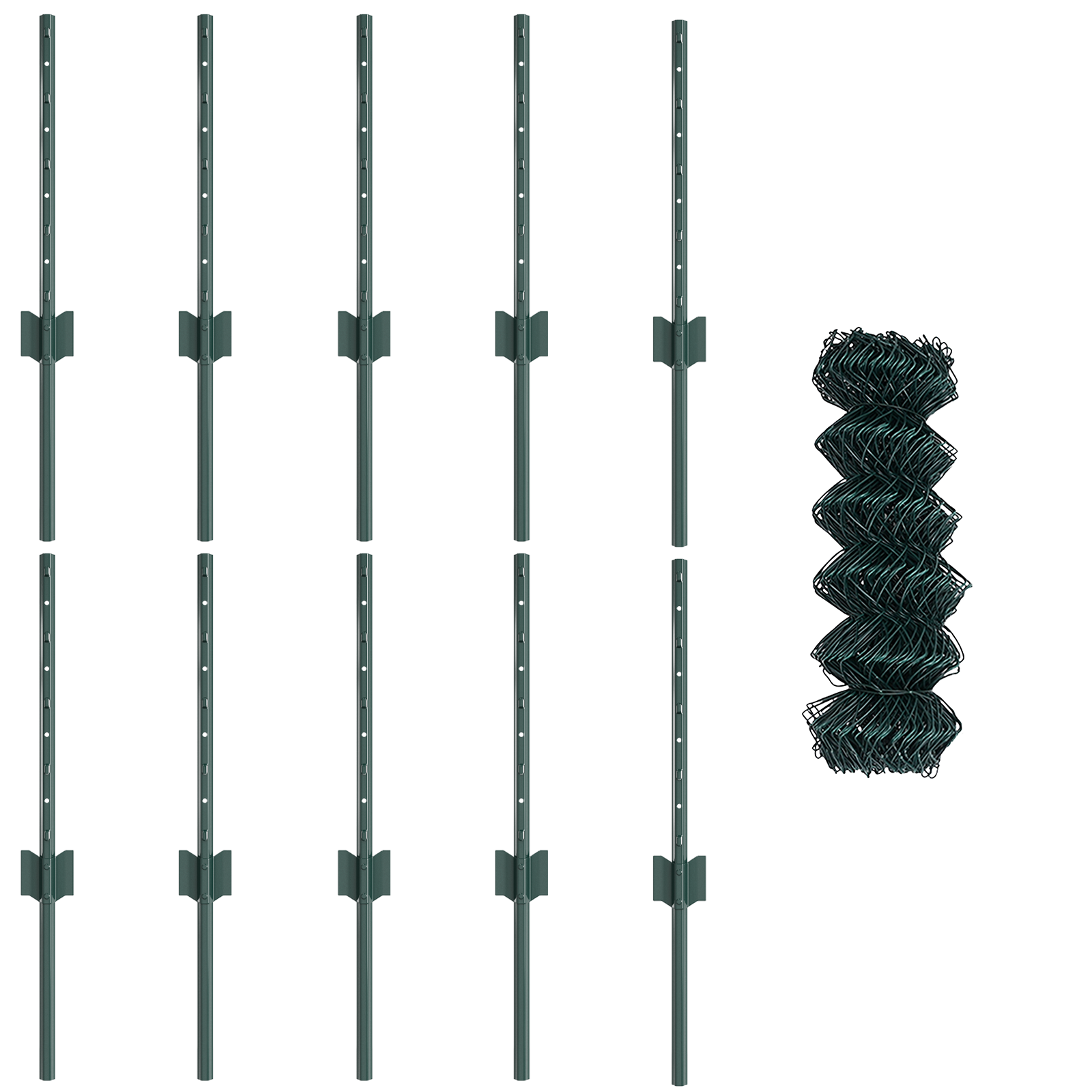 Împrejmuire cu lanț cu 10 U Posts Verde 0.4x10 m Oțel GartenMobel Dekor