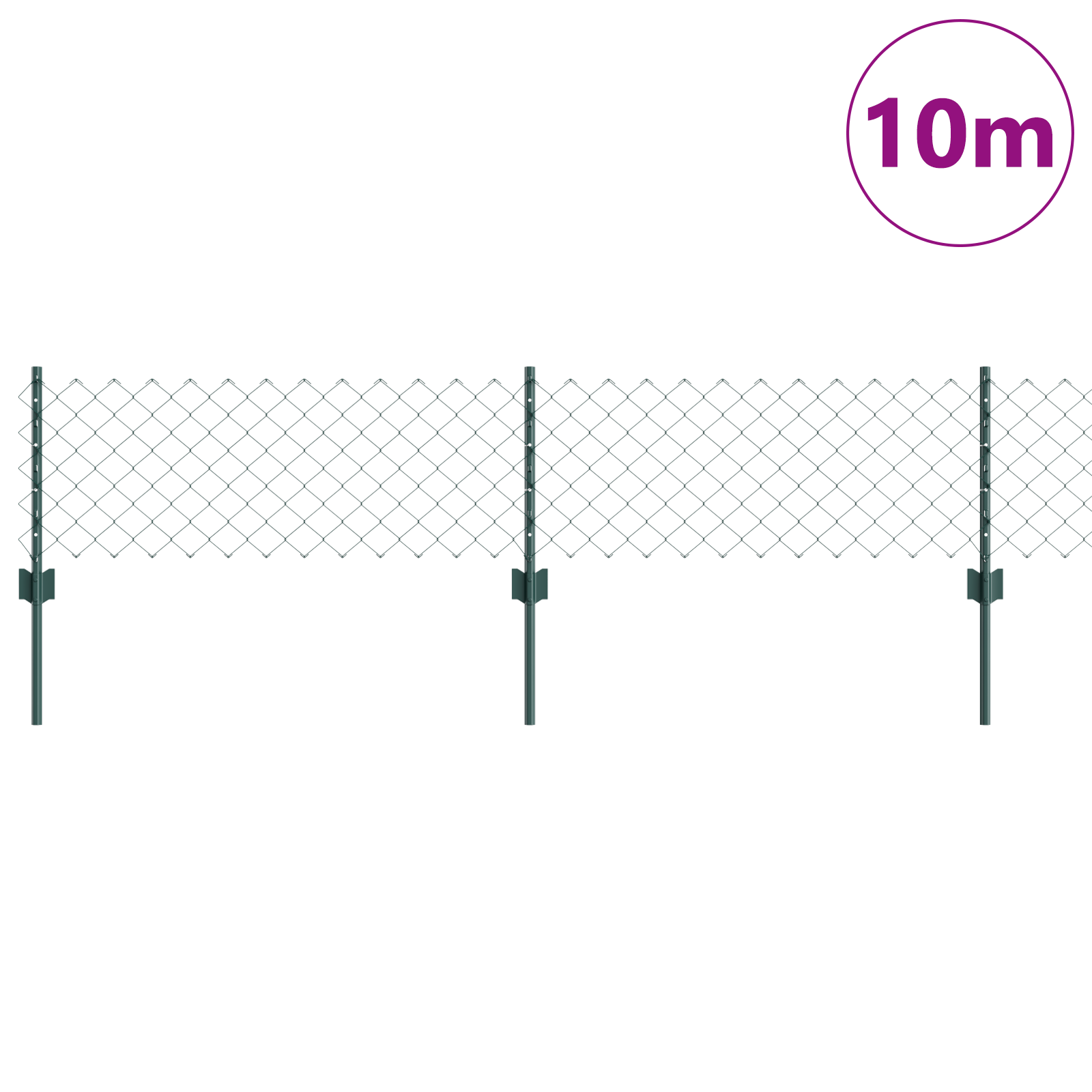 Împrejmuire cu lanț cu 10 U Posts Verde 0.4x10 m Oțel GartenMobel Dekor