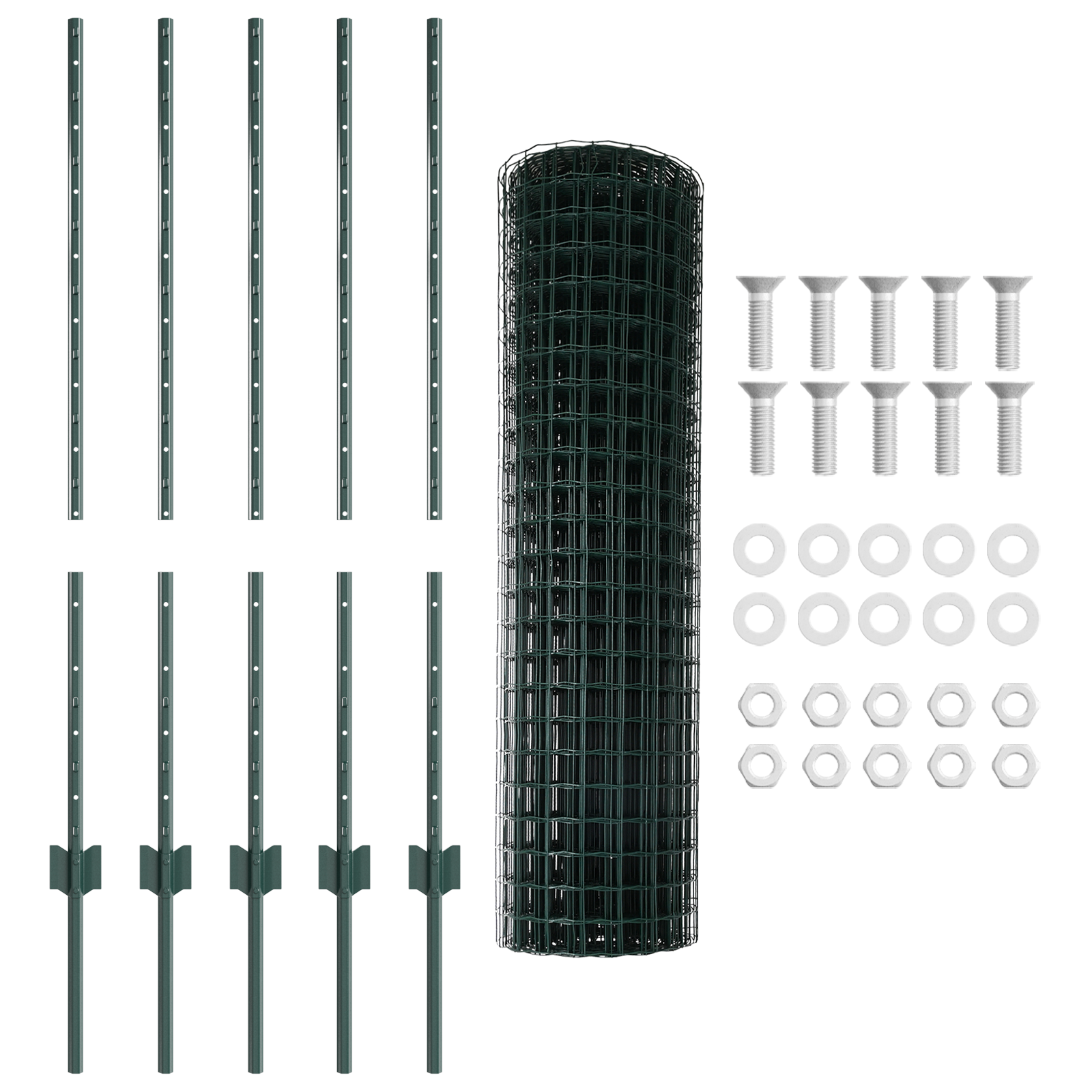 Set Gard de Grădină Set de 2 Verde Oțel Acoperit cu PVC 10 x 1 m GartenMobel Dekor