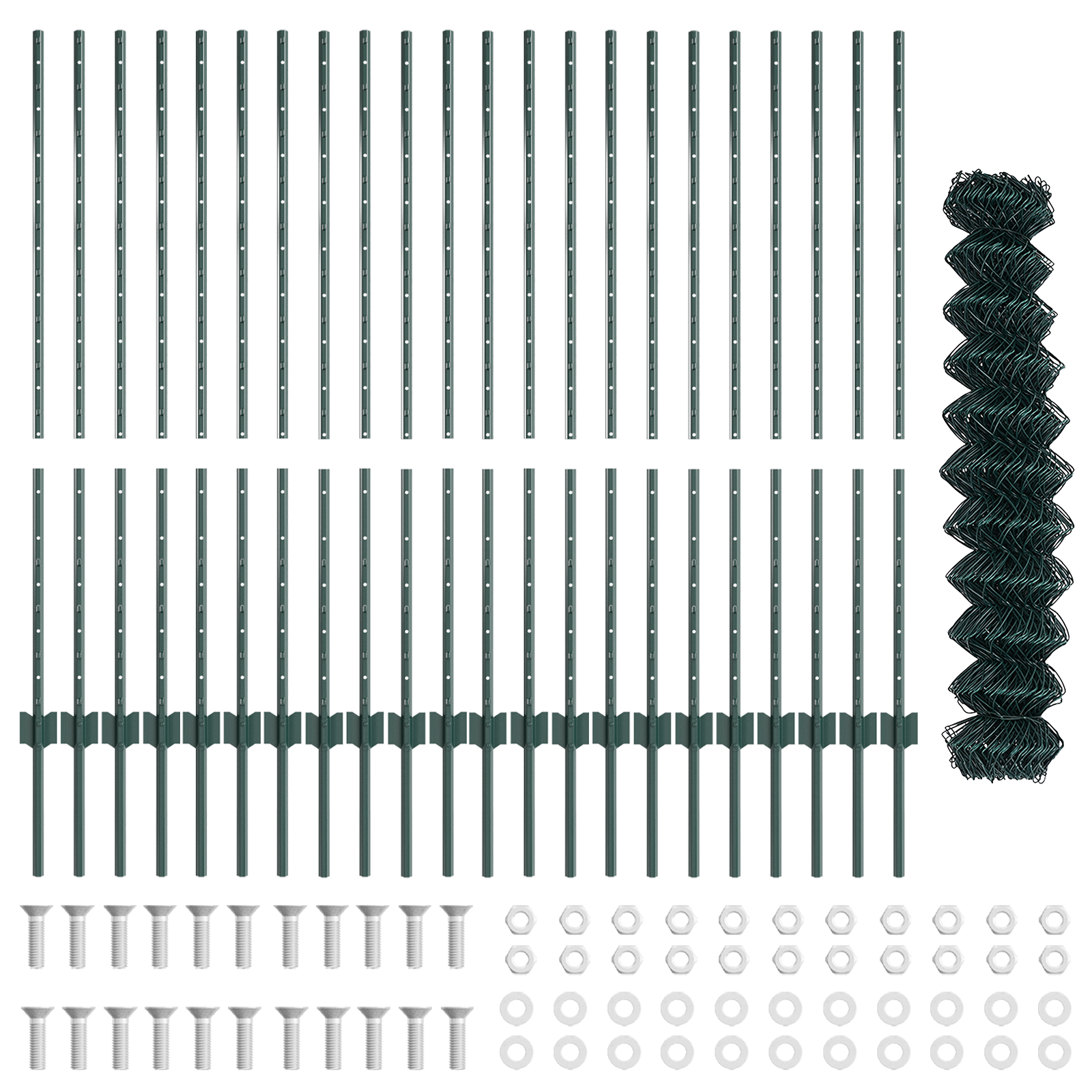 Gard de Lanț cu 22 U Posturi Verde 1.2x25 m Oțel GartenMobel Dekor