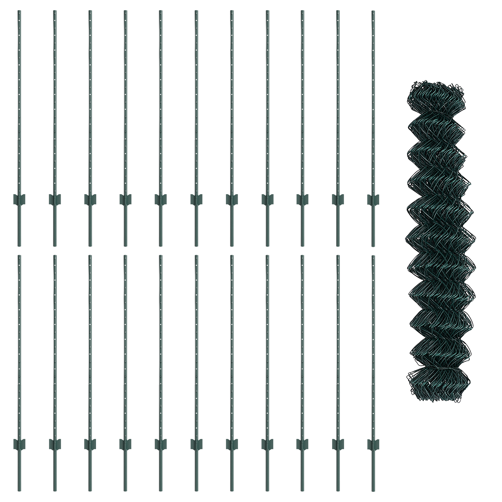 Gard de Lanț cu 22 U Posturi Verde 1.2x25 m Oțel GartenMobel Dekor