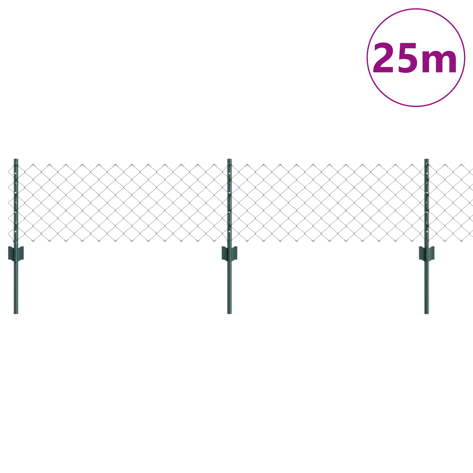 Gard de lanț cu 22 de stâlpi U Verde 0.4x25 m Oțel GartenMobel Dekor