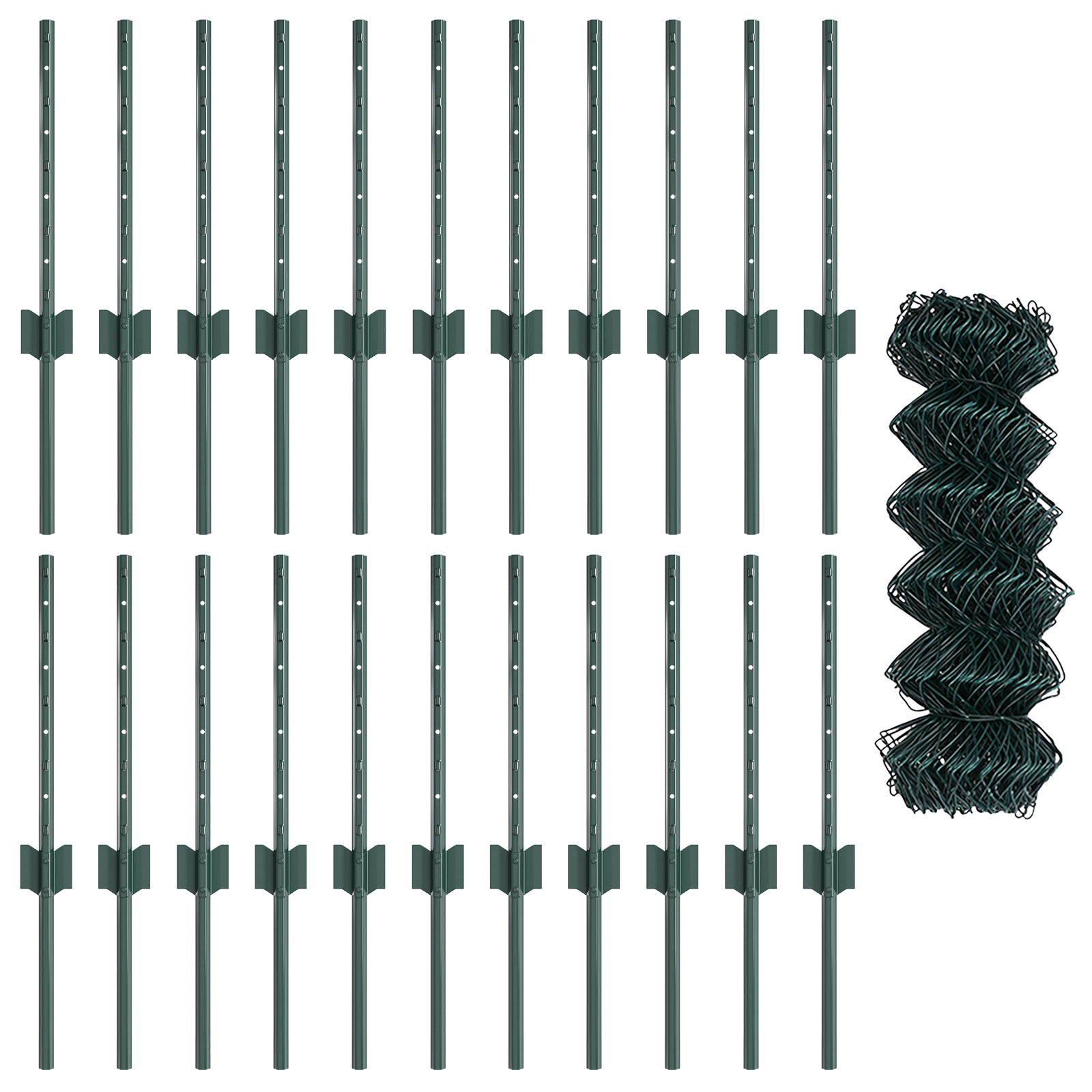 Gard de lanț cu 22 de stâlpi U Verde 0.4x25 m Oțel GartenMobel Dekor