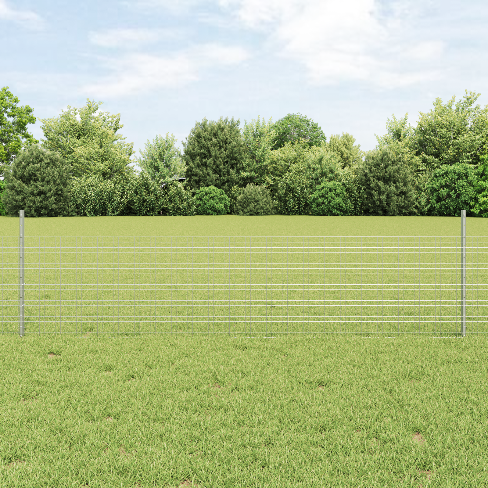 Gard din Fiare Sudate cu 22 U Stâlpi Argint 0.5x50 m Oțel GartenMobel Dekor