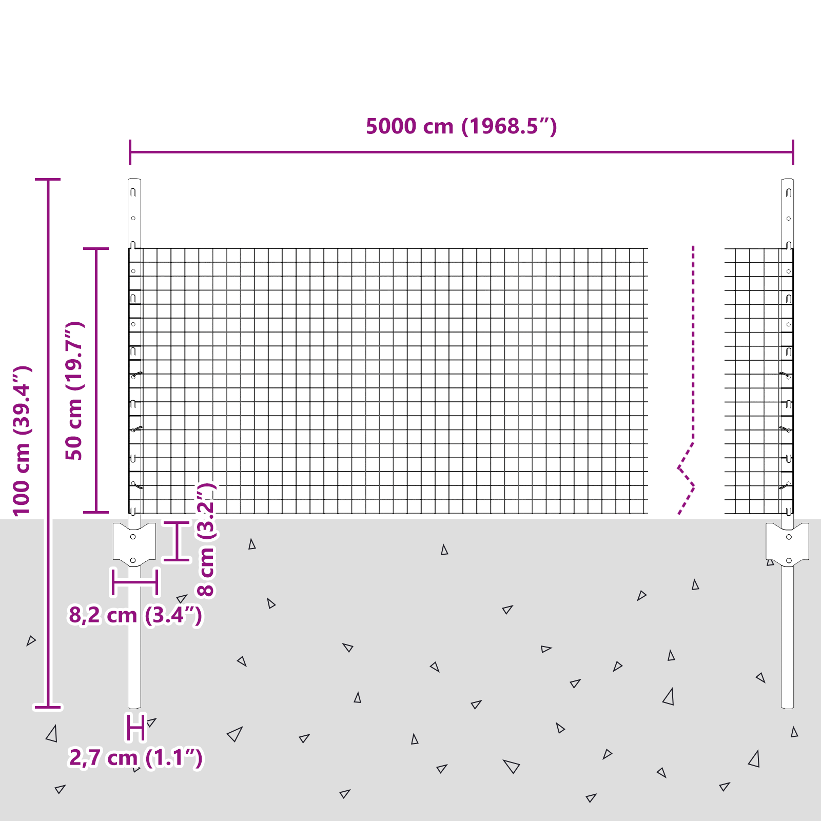 Gard din Fiare Sudate cu 22 U Stâlpi Argint 0.5x50 m Oțel GartenMobel Dekor