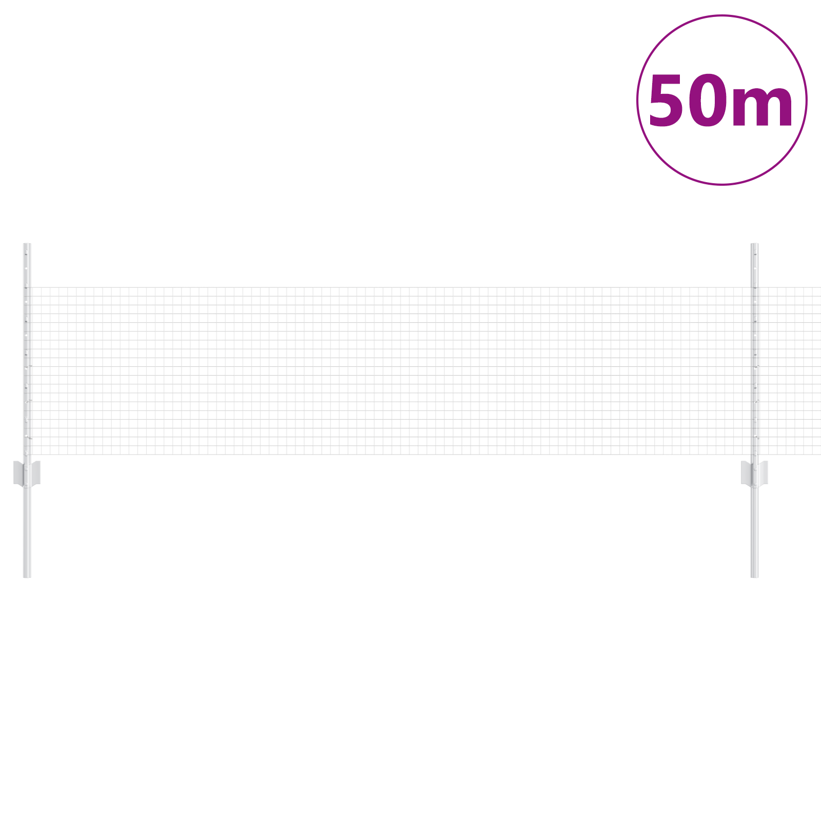 Gard din Fiare Sudate cu 22 U Stâlpi Argint 0.5x50 m Oțel GartenMobel Dekor