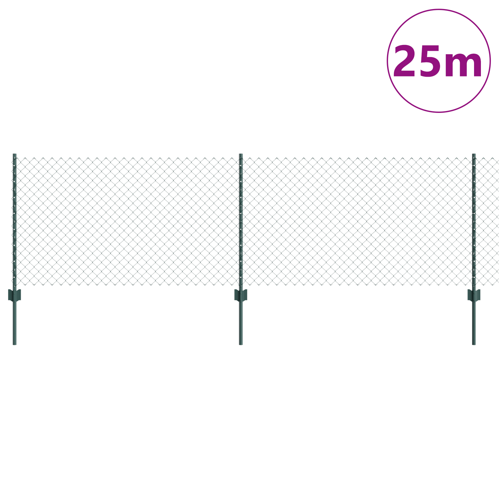 Gard din Linii de Lanț cu 22 Stâlpi U Verde 0.8x25 m Oțel GartenMobel Dekor