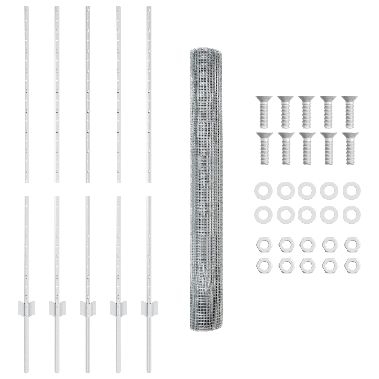 Gard din plasă sudată cu 10 U Stâlpi Argintii 1.2x10 m Oțel GartenMobel Dekor