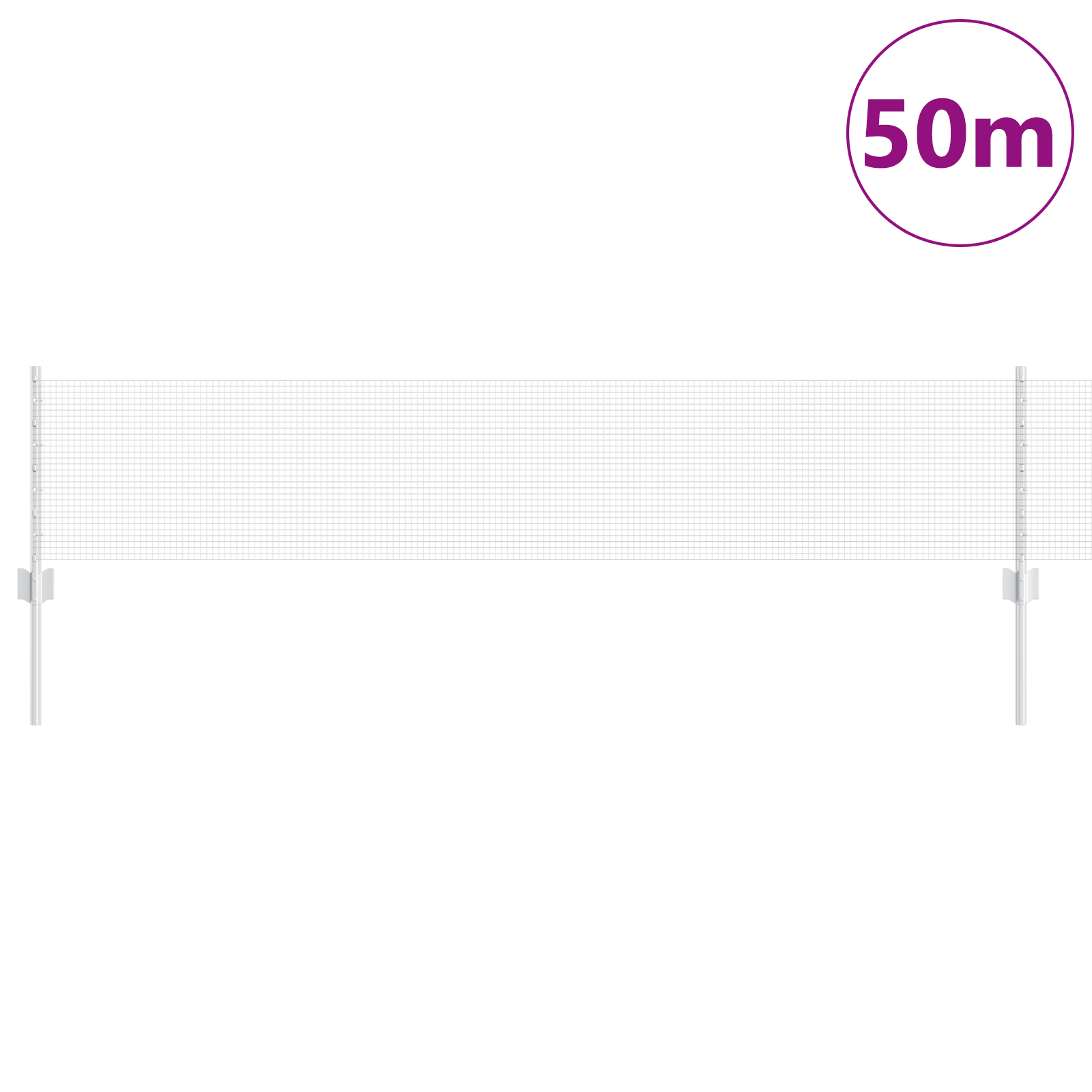 Gard din plasă sudată cu 22 U Posts Argintiu 0.4x50 m Oțel GartenMobel Dekor