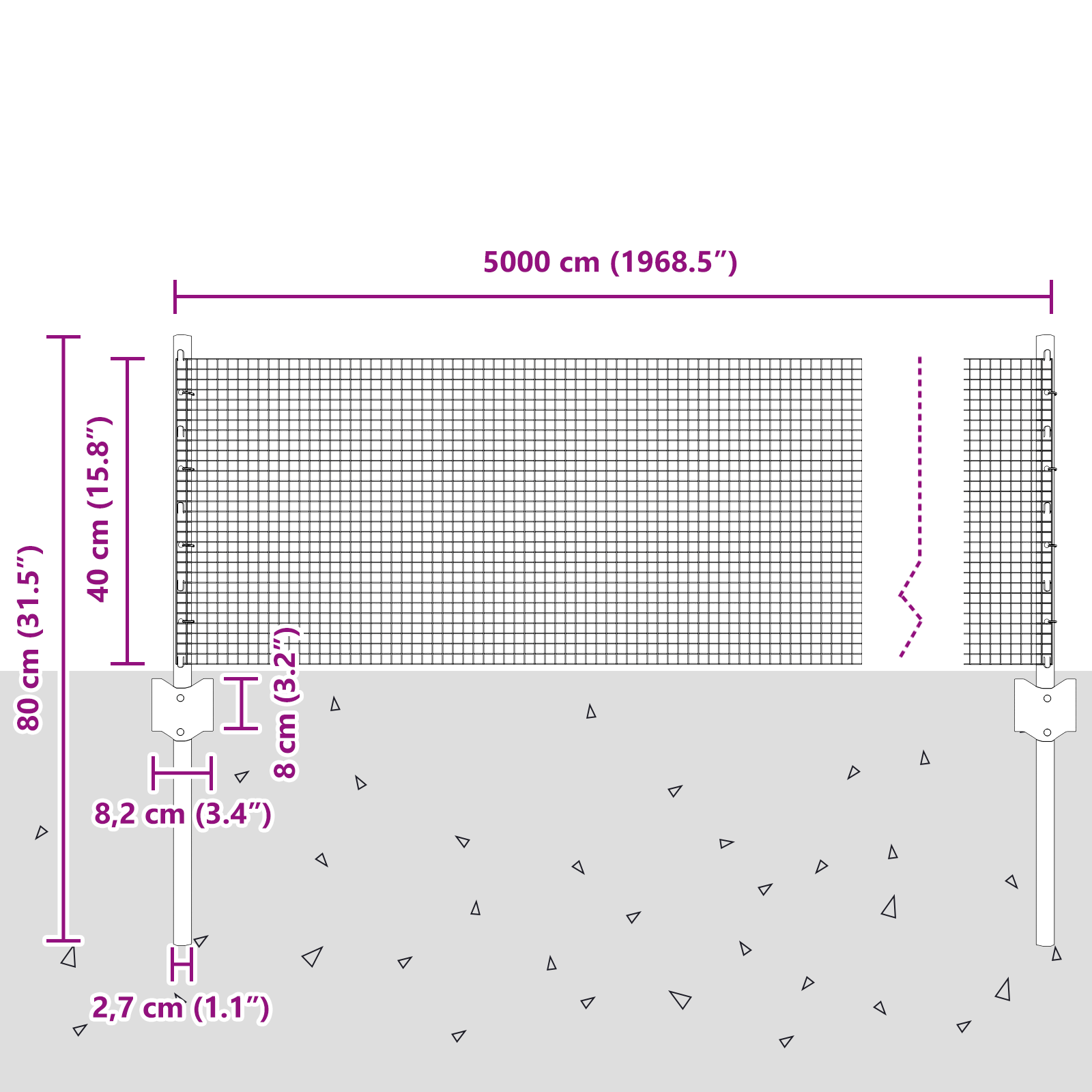 Gard din plasă sudată cu 22 U Posts Argintiu 0.4x50 m Oțel GartenMobel Dekor