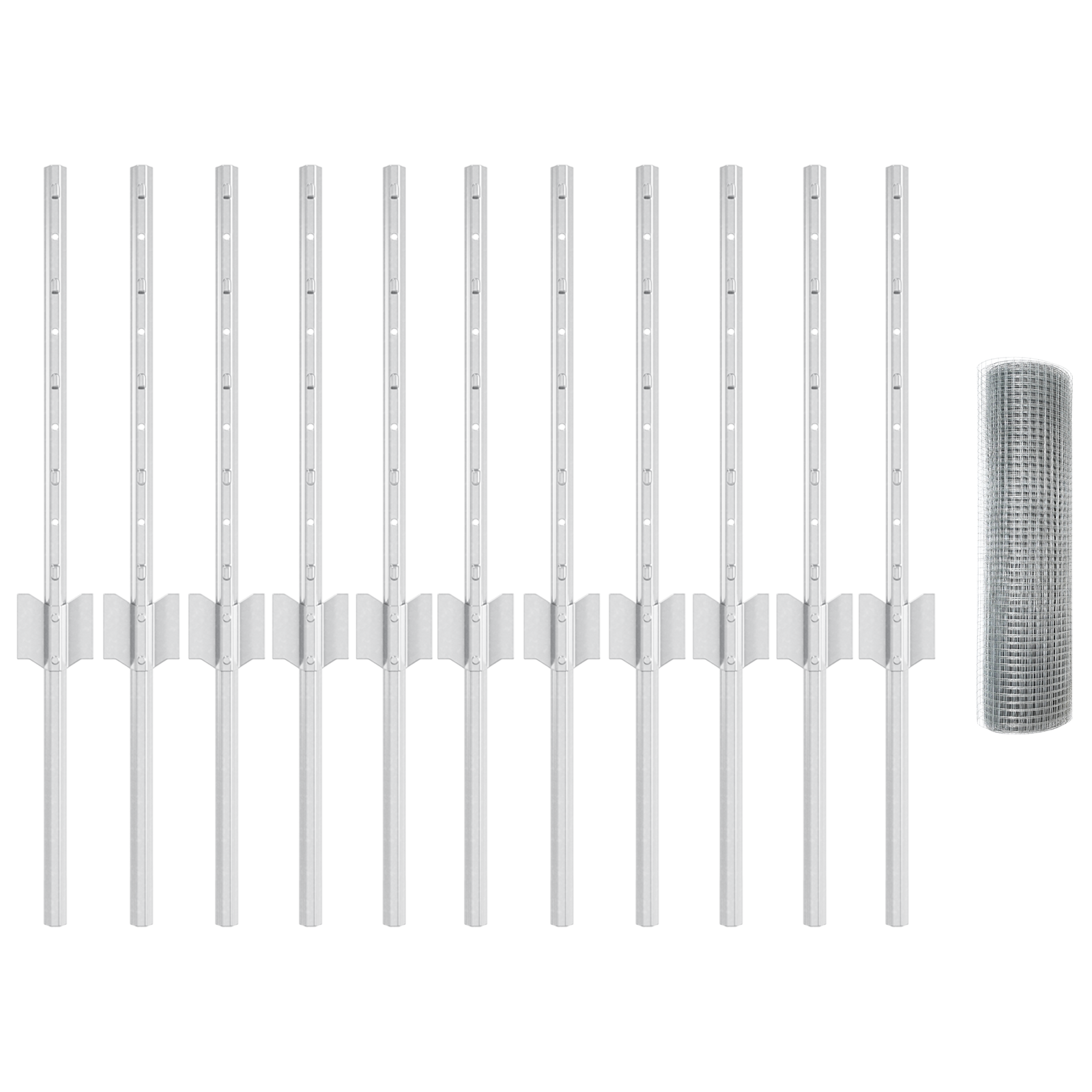 Gard din sârmă sudată cu 11 Posturi U Argintiu 0.4x25 m Oțel GartenMobel Dekor