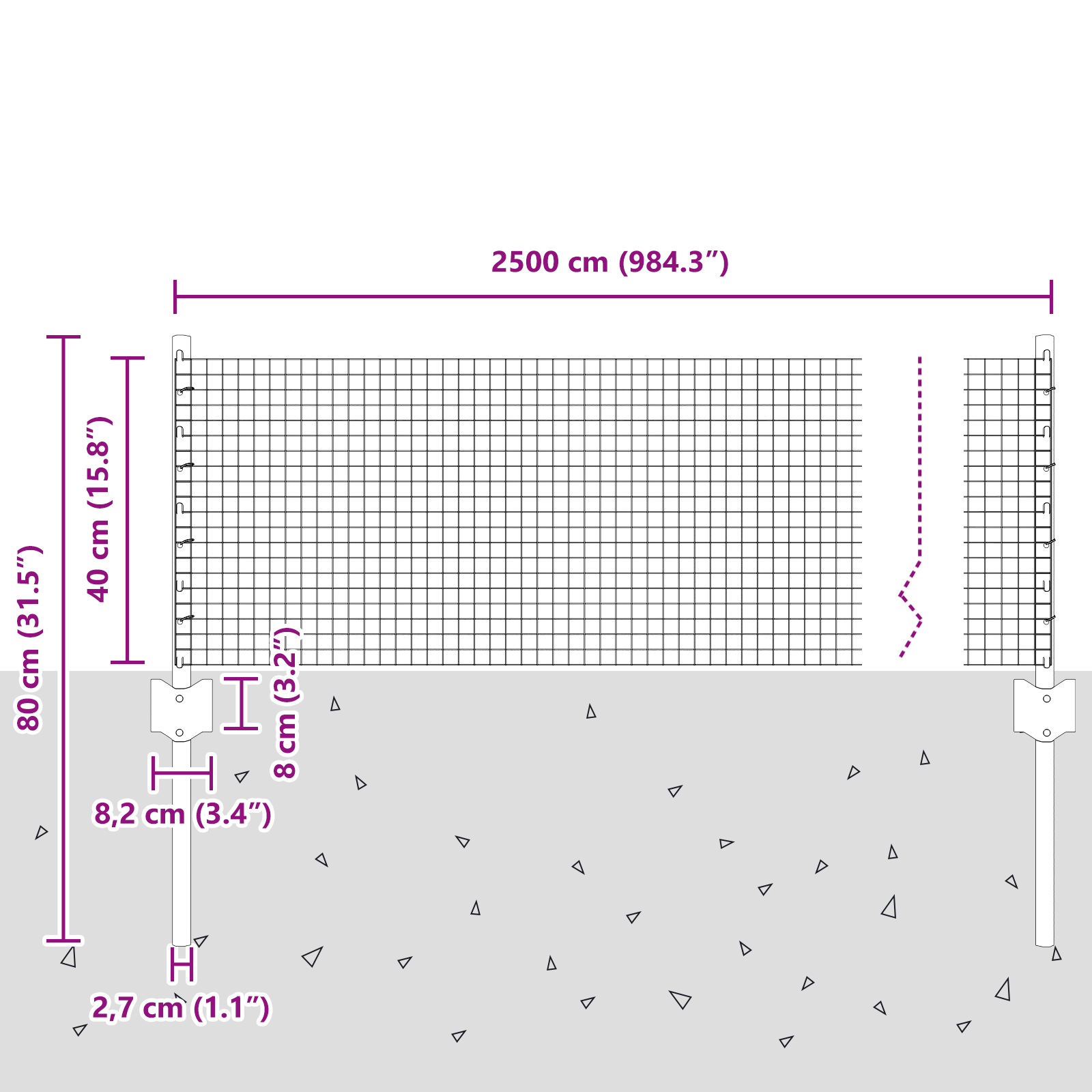 Gard din sârmă sudată cu 11 Posturi U Argintiu 0.4x25 m Oțel GartenMobel Dekor