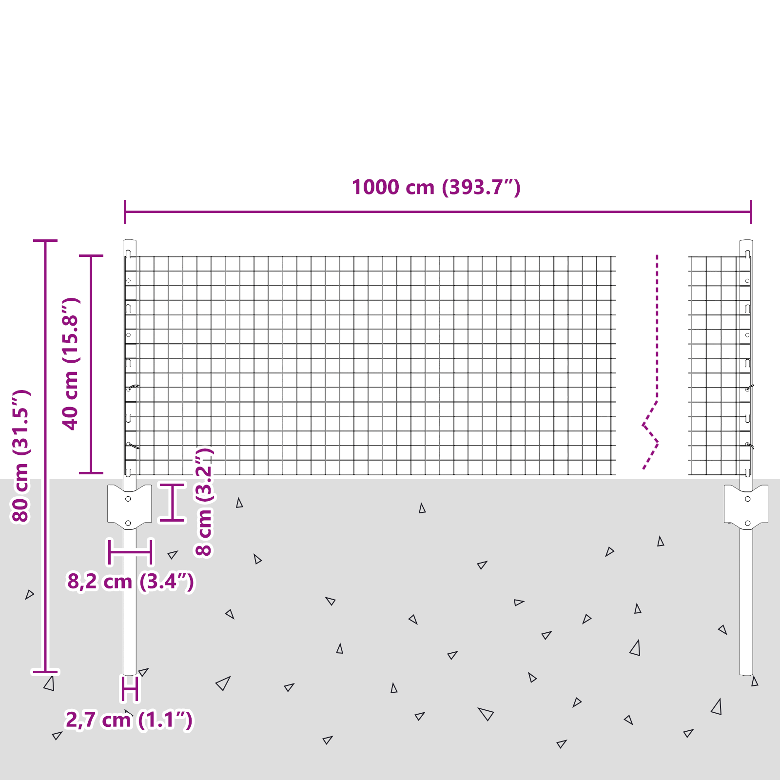 Împrejmuire Sudată cu 5 Stâlpi U Argintie 0.4x10 m Oțel GartenMobel Dekor