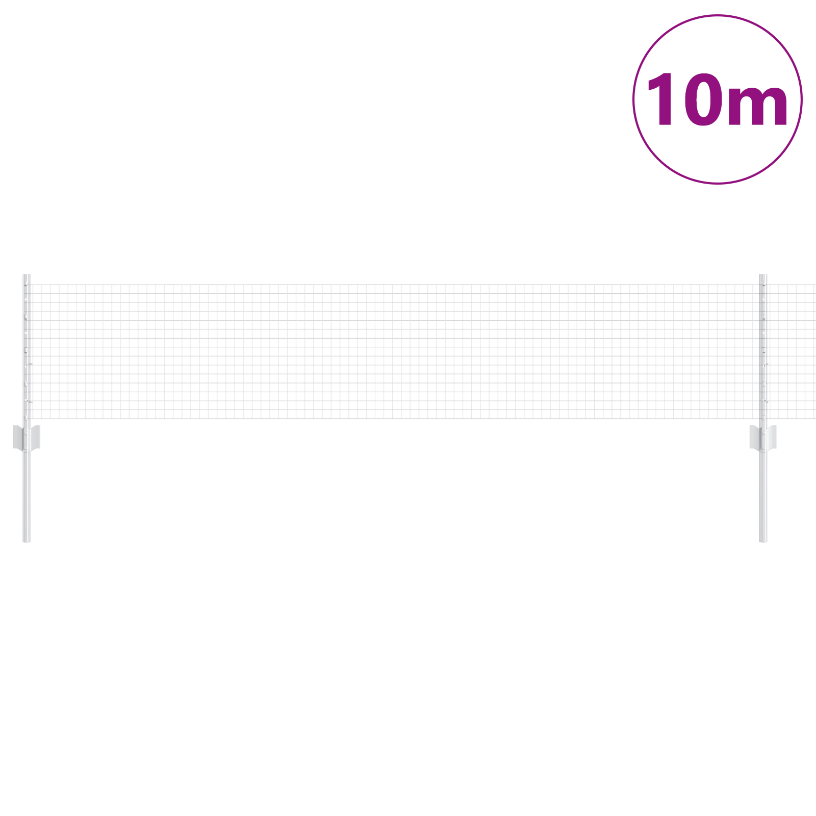 Împrejmuire Sudată cu 5 Stâlpi U Argintie 0.4x10 m Oțel GartenMobel Dekor
