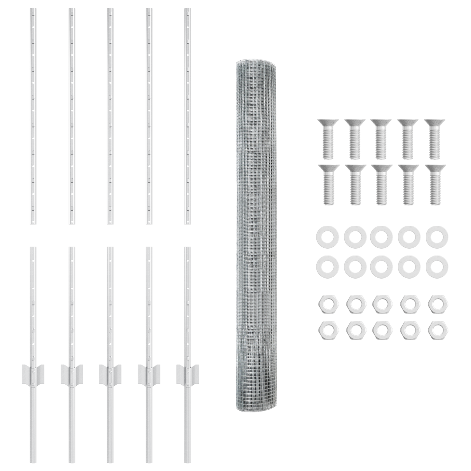 Set Gard din Plasă pentru Găini Set de 2 Oțel galvanizat Durabil GartenMobel Dekor
