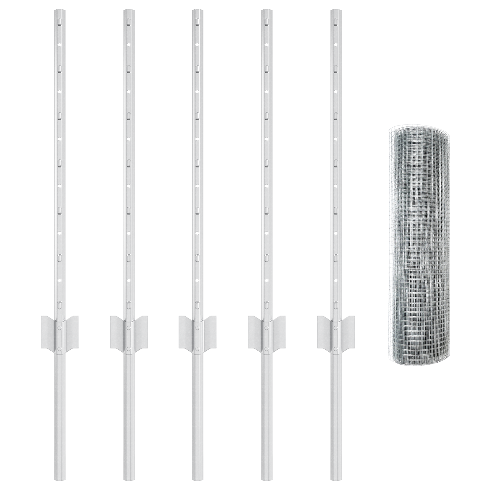 Set de gard Pachet de 2 Argintiu galvanizat Oțel galvanizat GartenMobel Dekor