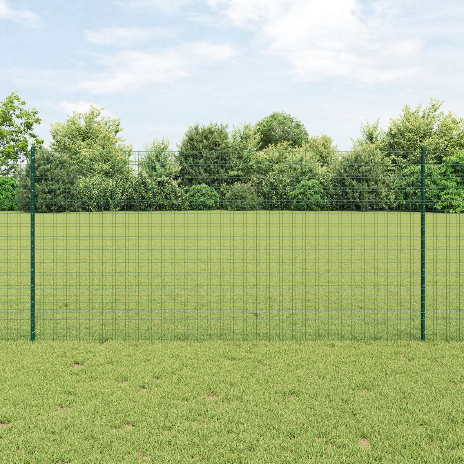 Gard Metalic Sudat cu 5 Stâlpi U Verde 1.2x10 m Oțel GartenMobel Dekor