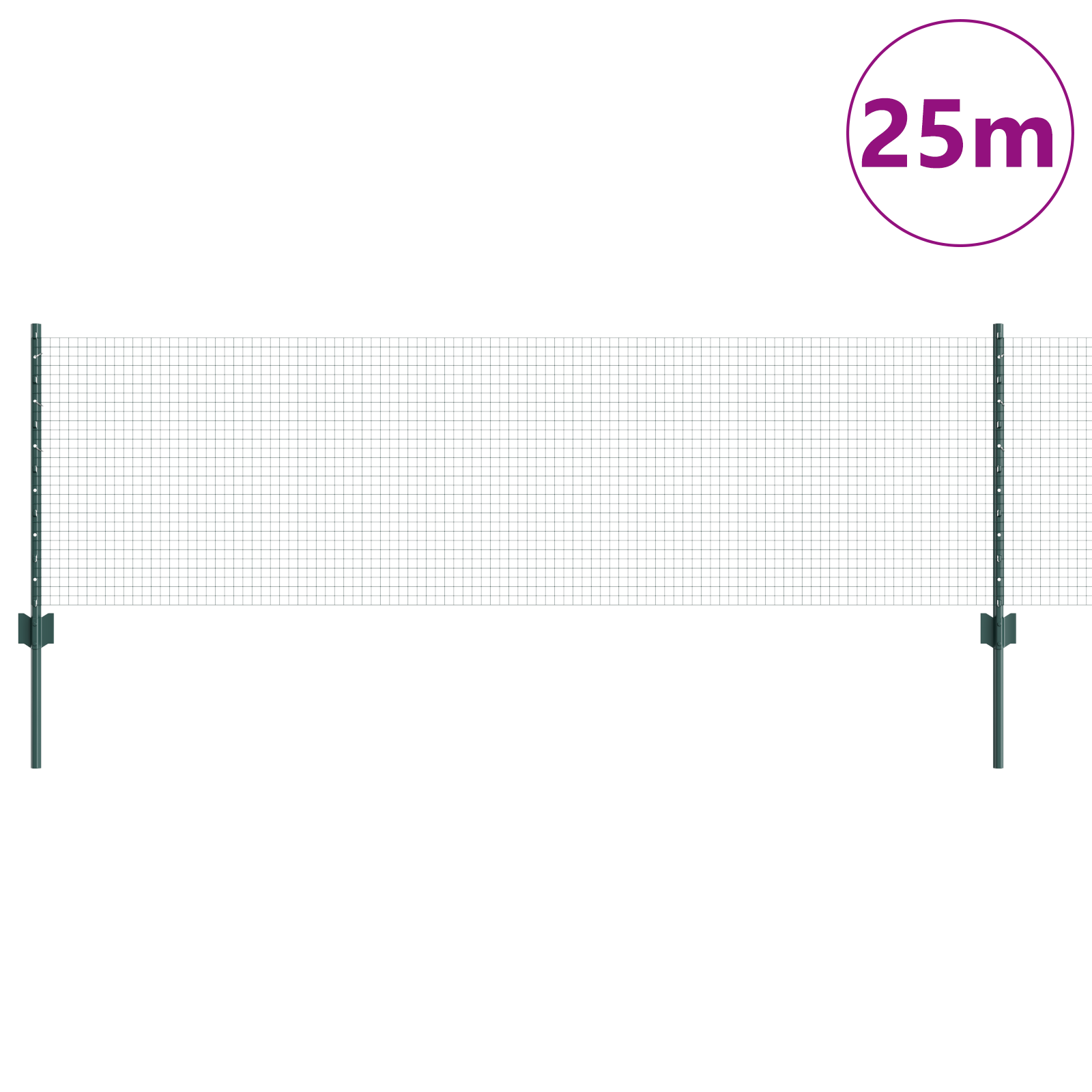 Gard din plasă sudată cu 11 stâlpi U Verde 0.6x25 m Oțel GartenMobel Dekor