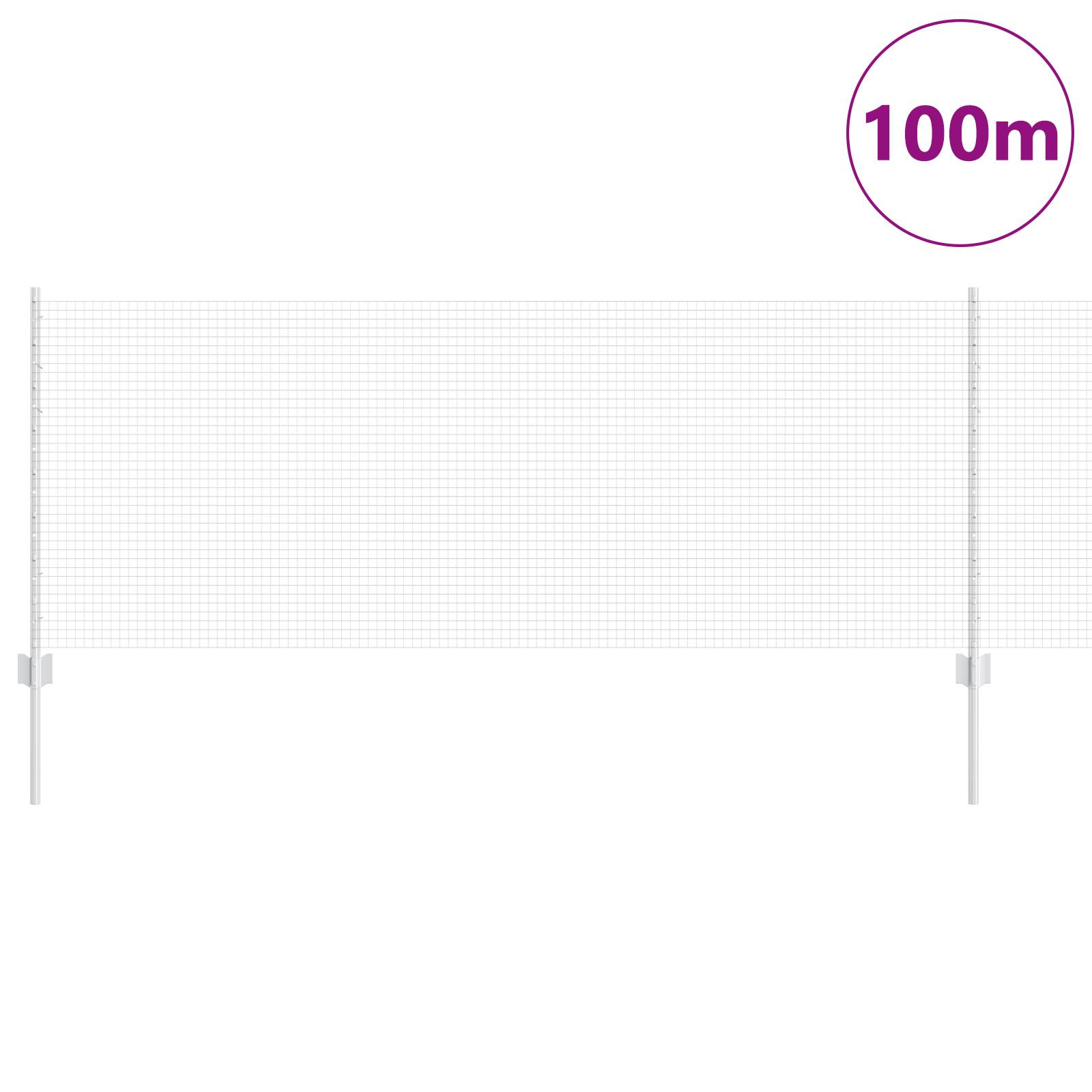 Gard din sârmă sudată cu 44 U Posts Argintiu 0.8x100 m Oțel GartenMobel Dekor