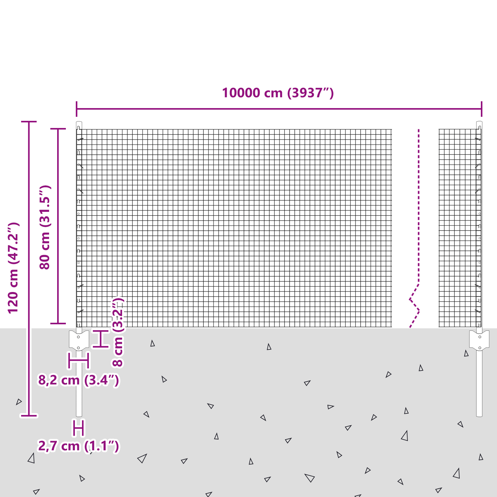 Gard din sârmă sudată cu 44 U Posts Argintiu 0.8x100 m Oțel GartenMobel Dekor