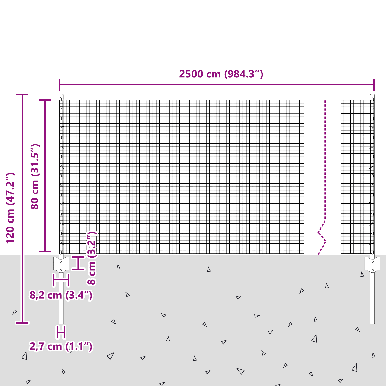 Gard de Sârmă Sudată cu 11 Stâlpi U Gri 0.8x25 m Oțel GartenMobel Dekor