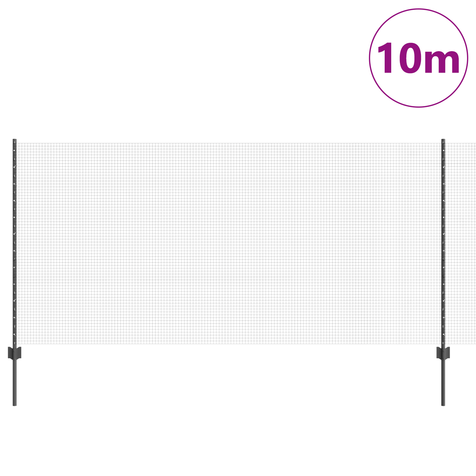 Gard din Fibră Sudată cu 10 Posturi U Gri 1.2x10 m Oțel GartenMobel Dekor