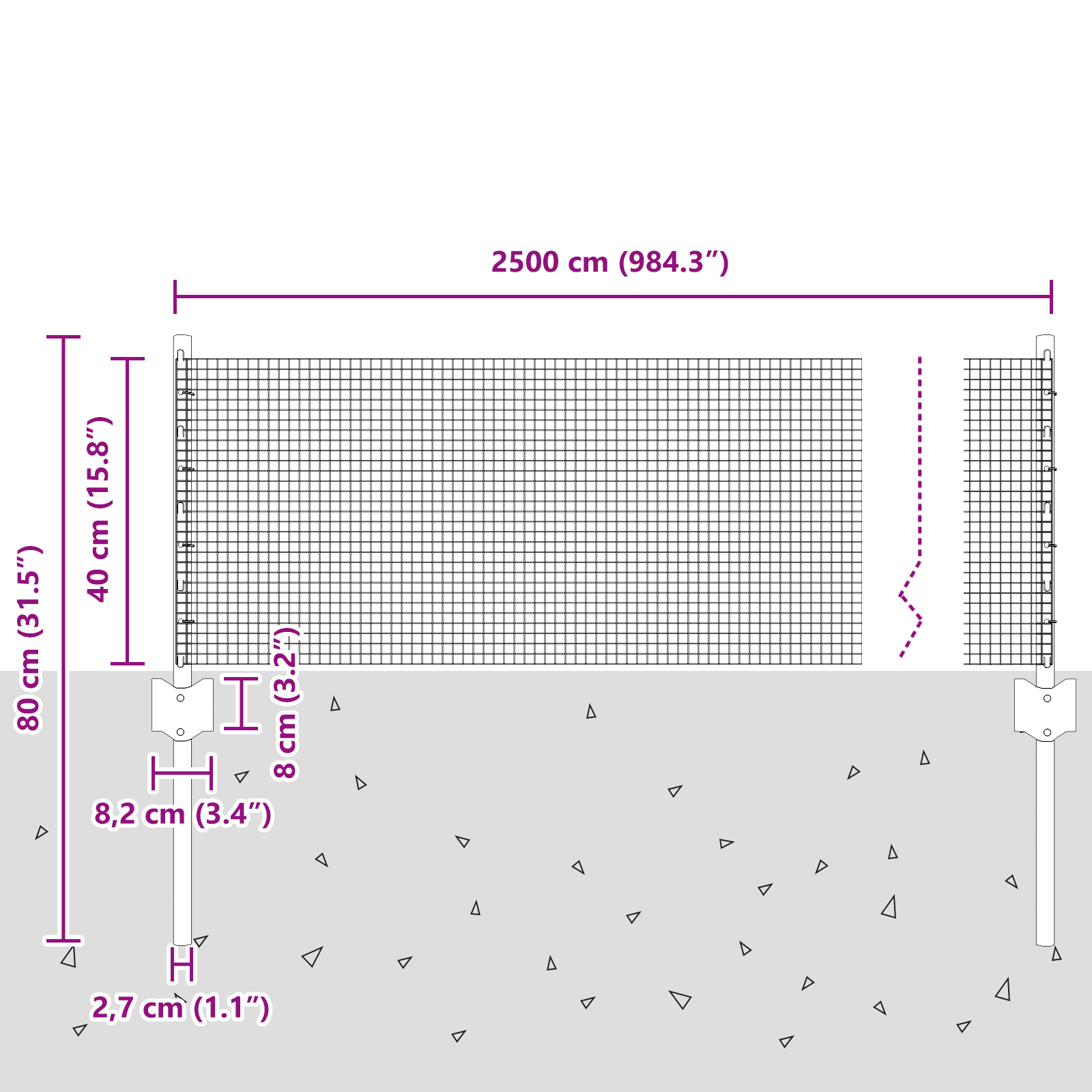 Gard din sârmă sudată cu 11 stâlpi U Gri 0.4x25 m Oțel GartenMobel Dekor
