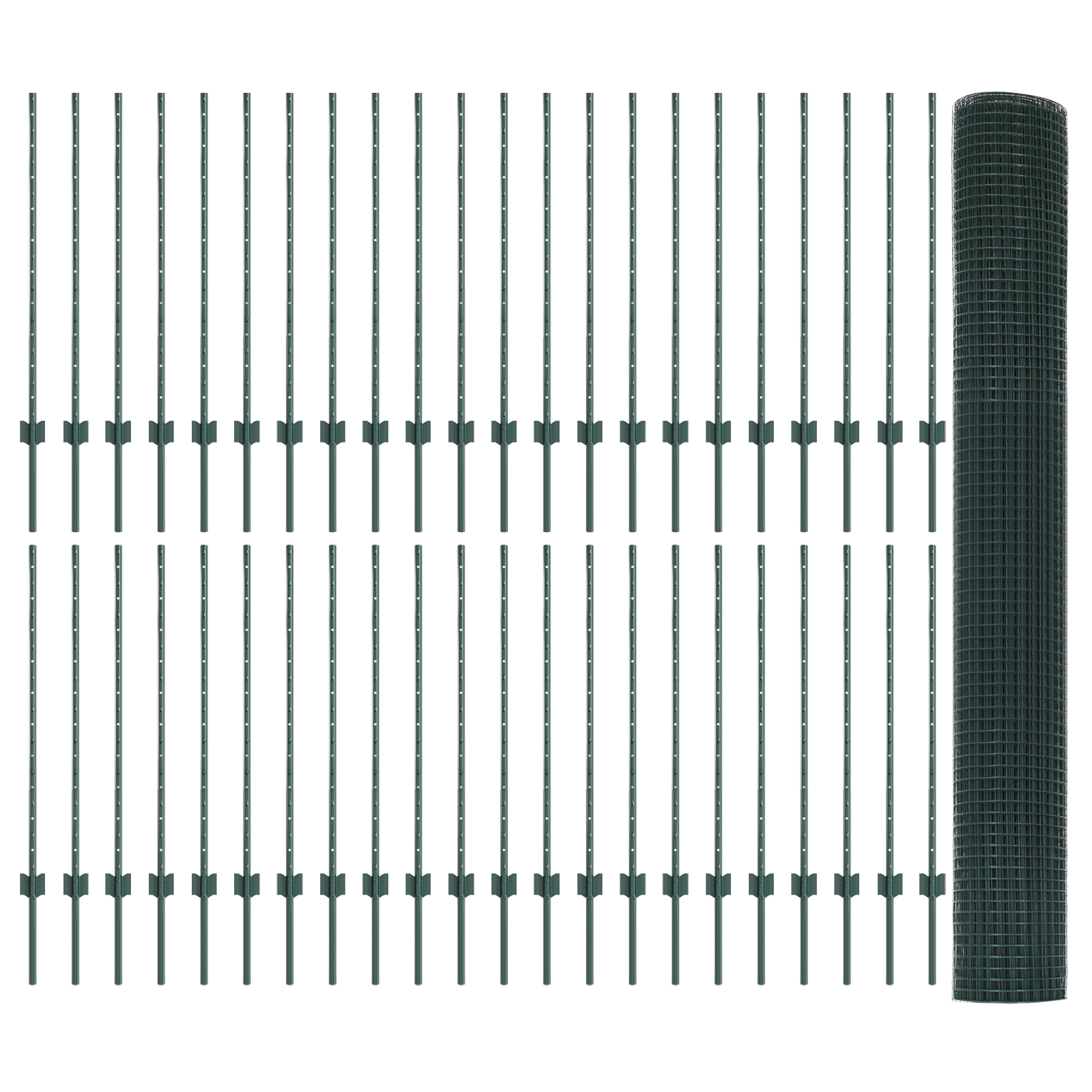 Împrejmuire din Sârmă Sudată cu 44 U Posturi Verde 1x100 m Oțel GartenMobel Dekor