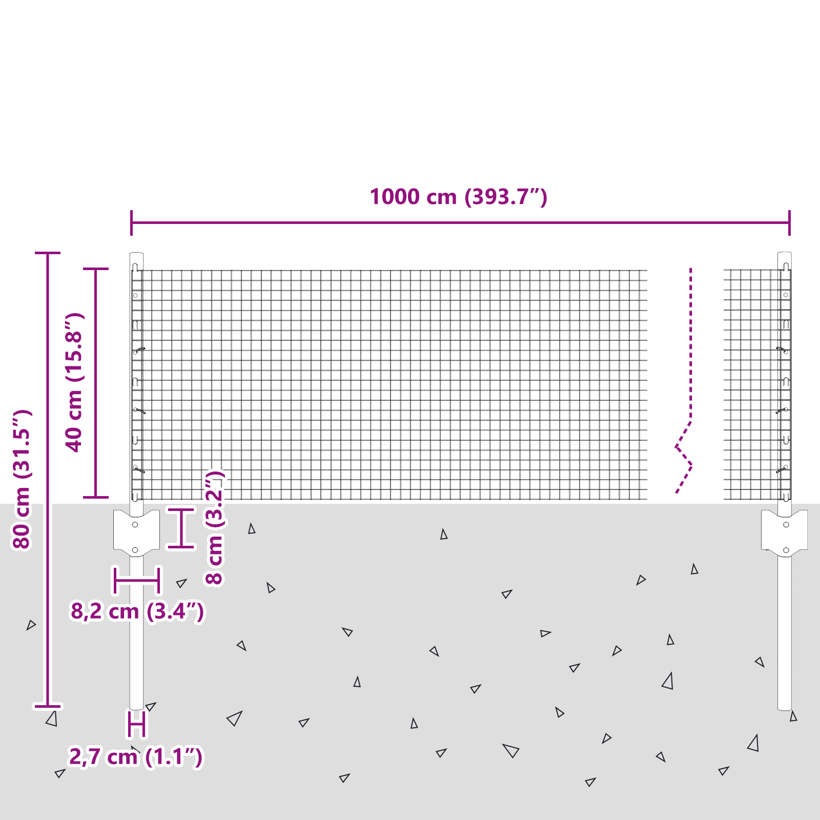 Îngrădire cu Sârmă Sudată cu 5 U Posturi Gri 0.4x10 m Oțel GartenMobel Dekor