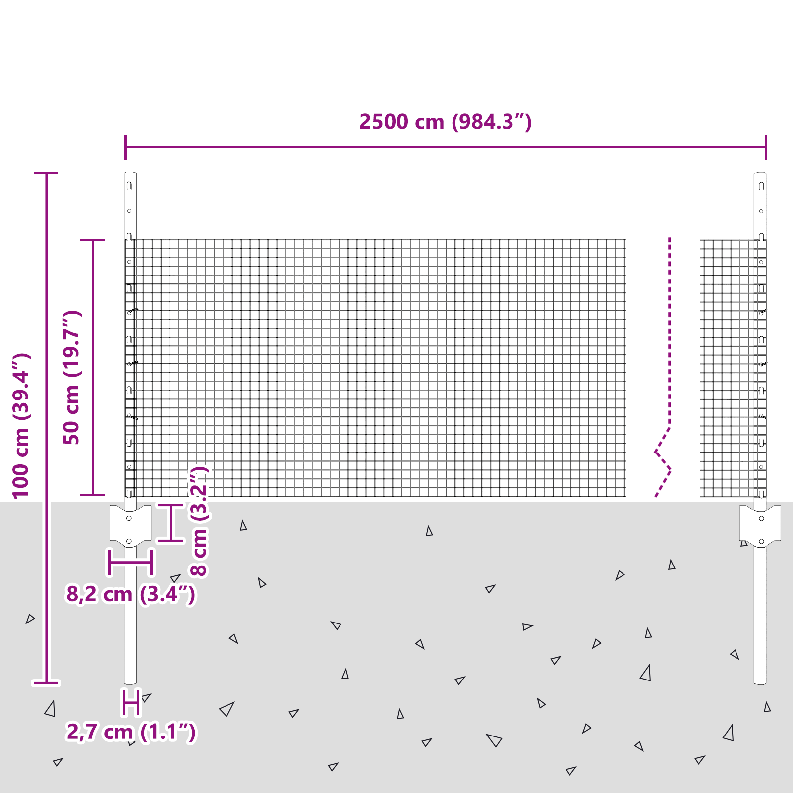 Set de Gard Set de 2 Gri Oțel Galvanizat Rulou de 25 x 0.5 m GartenMobel Dekor
