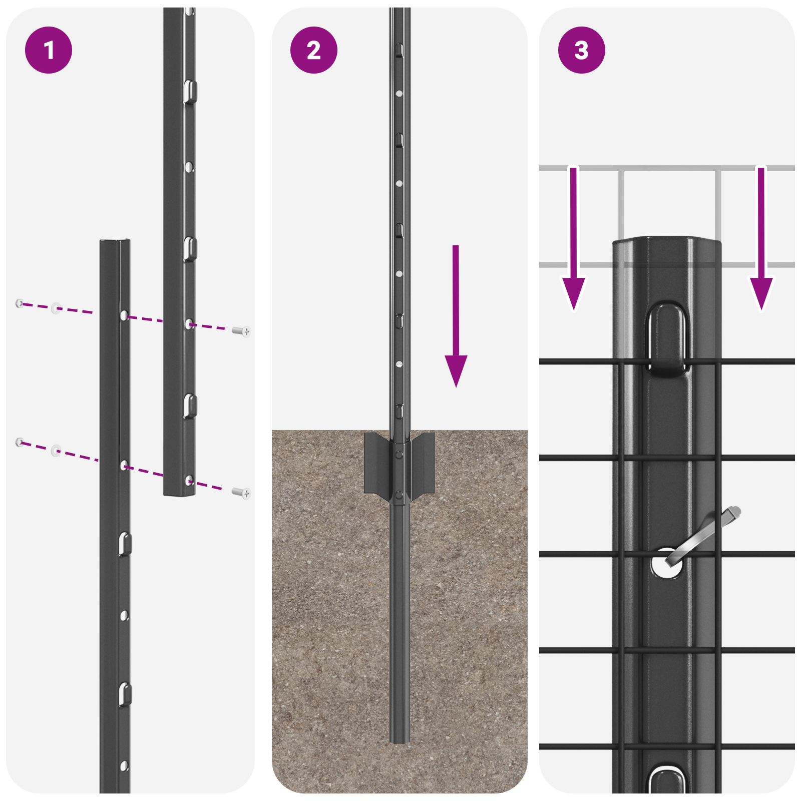 Set de Îngrădiri Set de 2 Gri Metal 10 x 1 m Rezistent GartenMobel Dekor