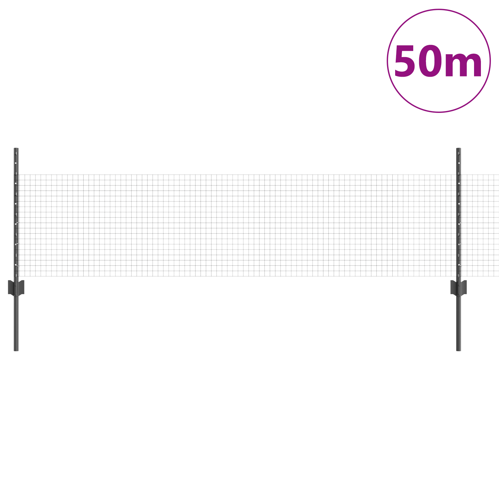 Gard din Fier Sudat cu 22 Stâlpi U Gri 0.5x50 m Oțel GartenMobel Dekor