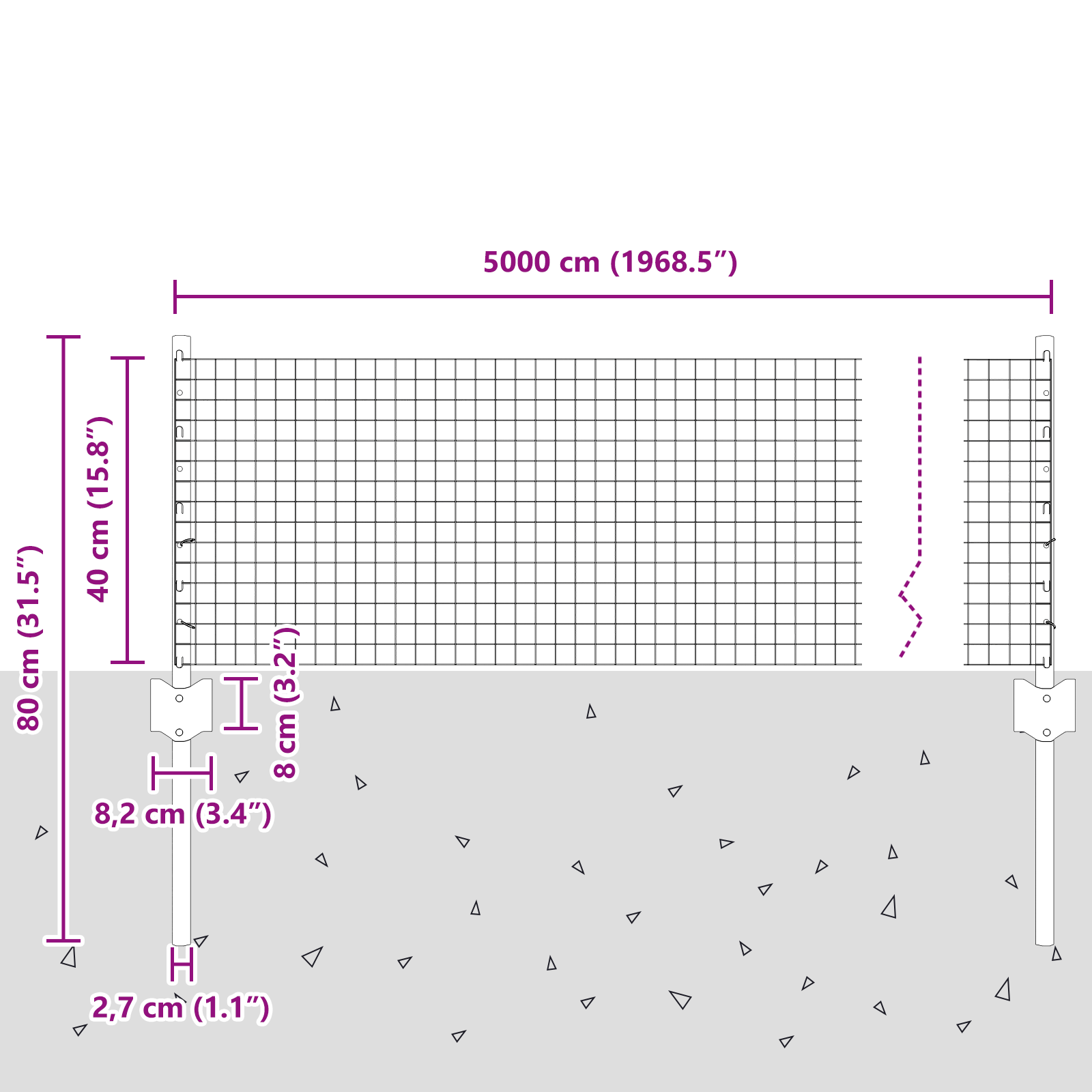 Gard din Oțel Sudat cu 22 Posturi U Gri 0.4x50 m GartenMobel Dekor