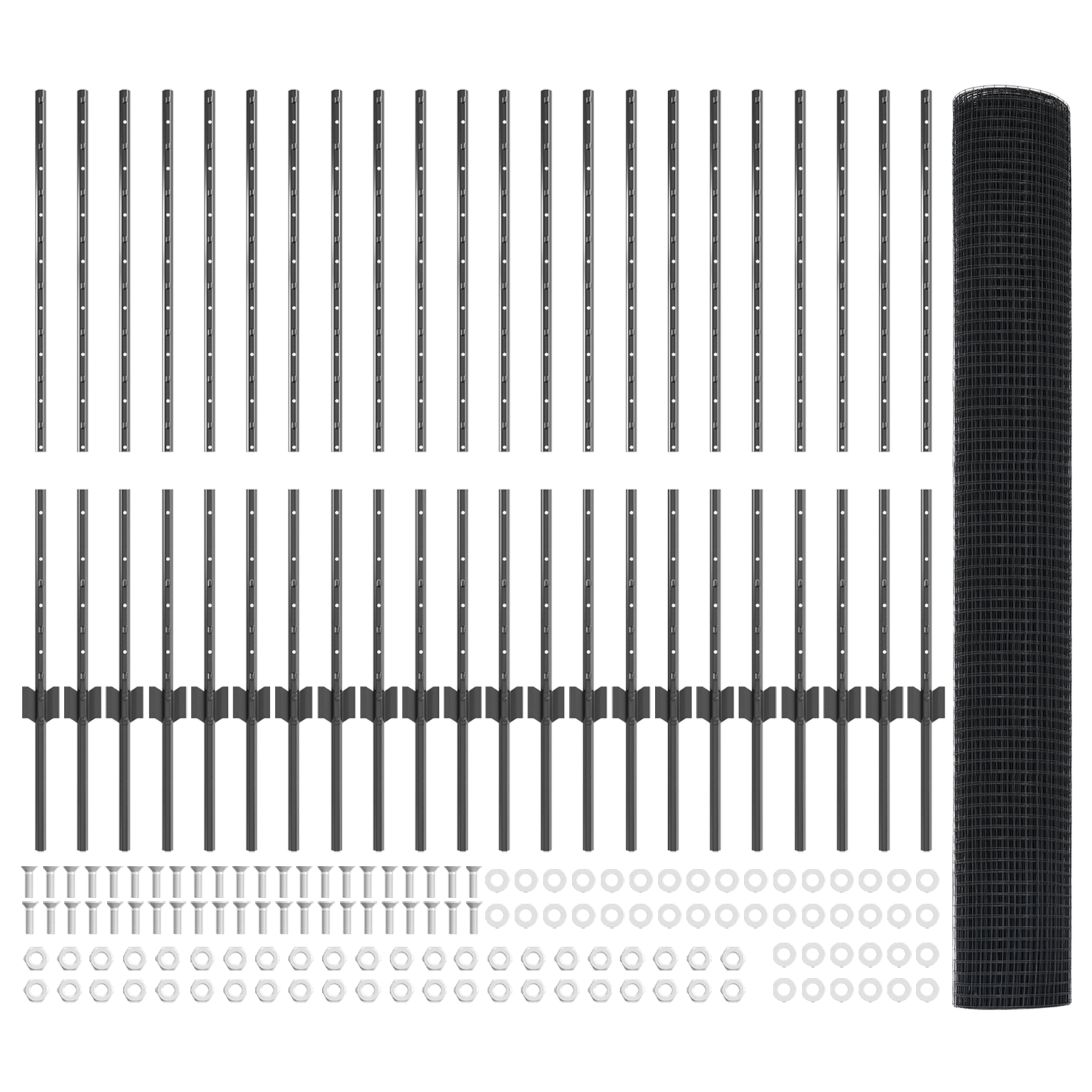 Gard din Sârmă Sudată cu 44 U Poste Gri 1x50 m Oțel GartenMobel Dekor