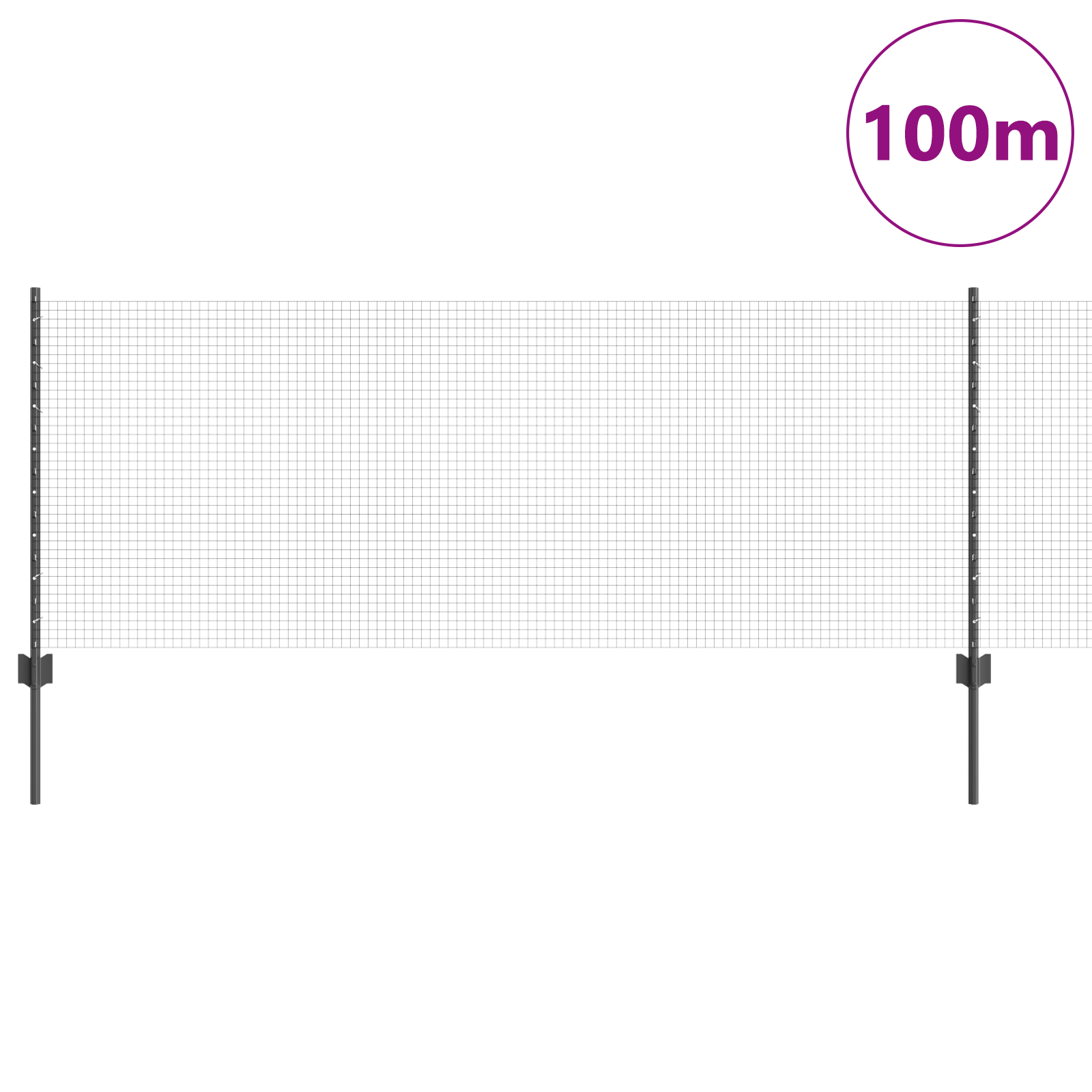 Gard din sârmă sudată cu 44 de posturi U gri 0.8x100 m oțel GartenMobel Dekor