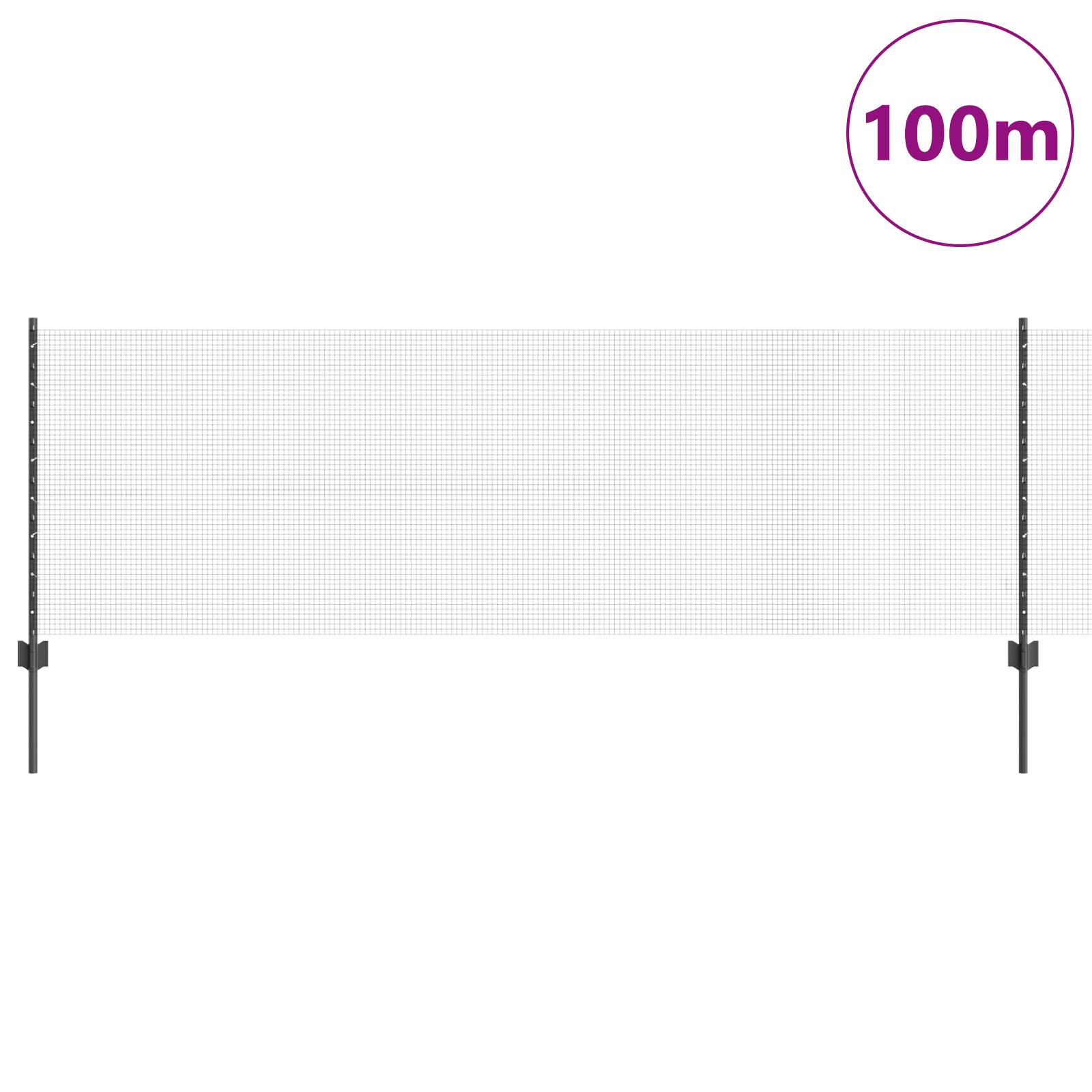 Împrejmuire din Sârmă Sudată cu 44 Posturi U Gri 0.8x100 m Oțel GartenMobel Dekor