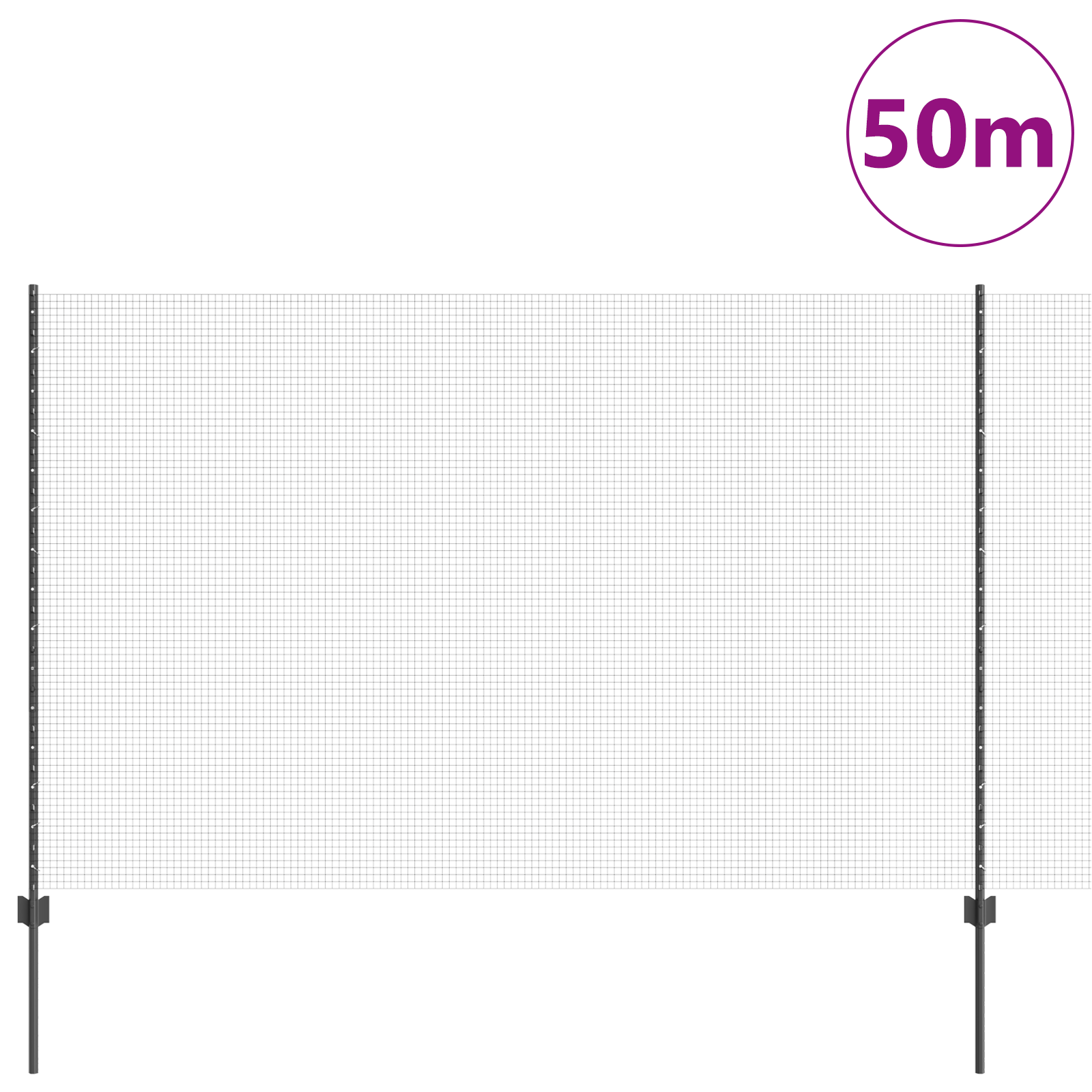 Împrejmuire din fir sudat cu 44 stâlpi U Gri 1.5x50 m Oțel GartenMobel Dekor