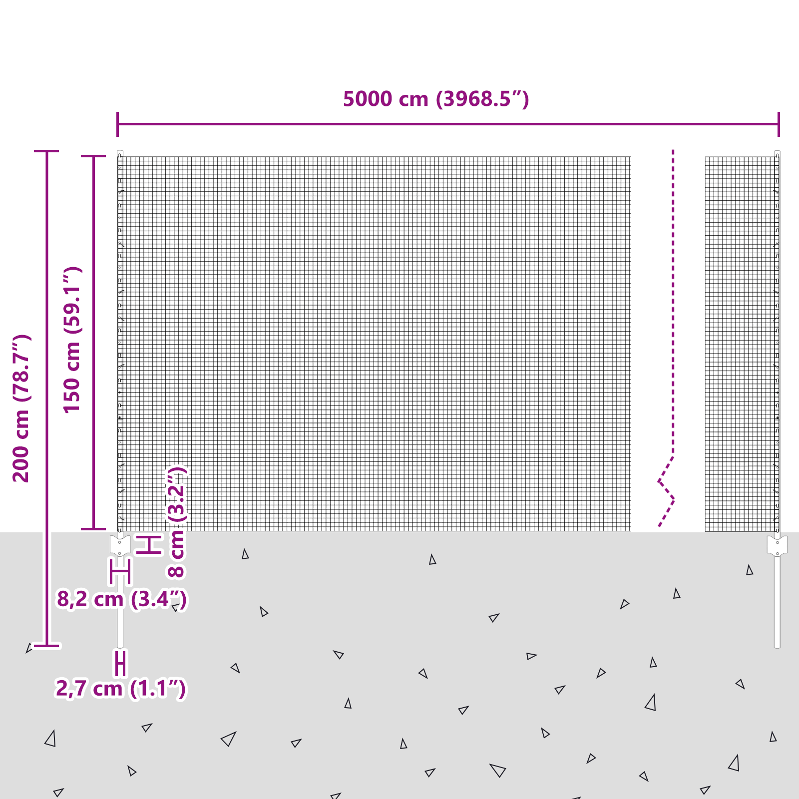 Împrejmuire din fir sudat cu 44 stâlpi U Gri 1.5x50 m Oțel GartenMobel Dekor