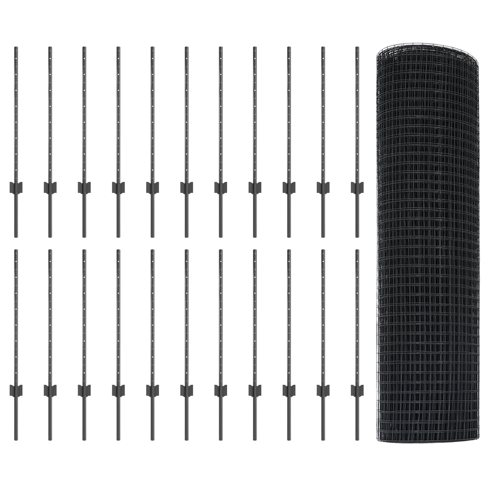 Împrejmuire din sârmă sudată cu 22 U Posts Gri 0.8x50 m Oțel GartenMobel Dekor