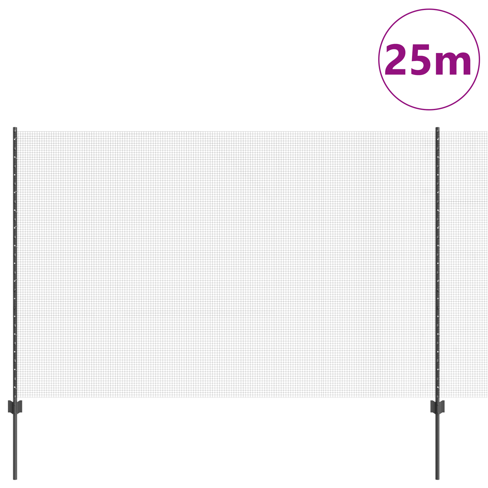 Împrejmuire din sârmă sudată cu 22 U Posturi Gri 1.6x25 m Oțel GartenMobel Dekor